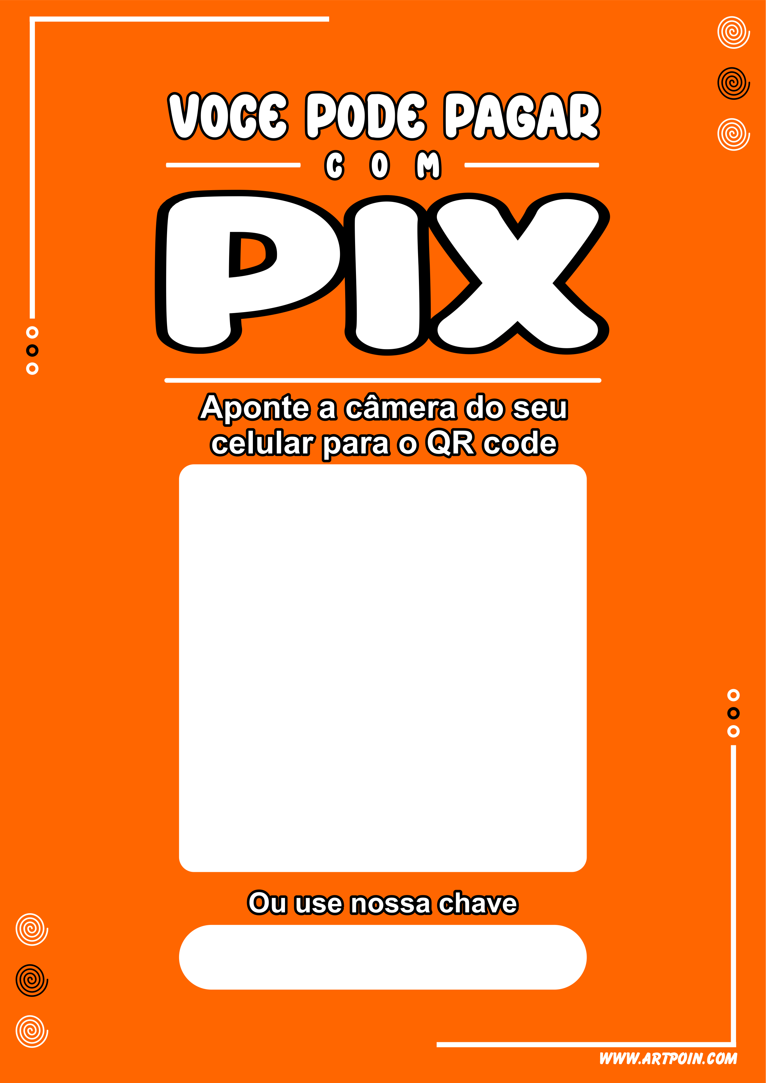 Plaquinha pix personalizada com QR code arte grátis laranja png