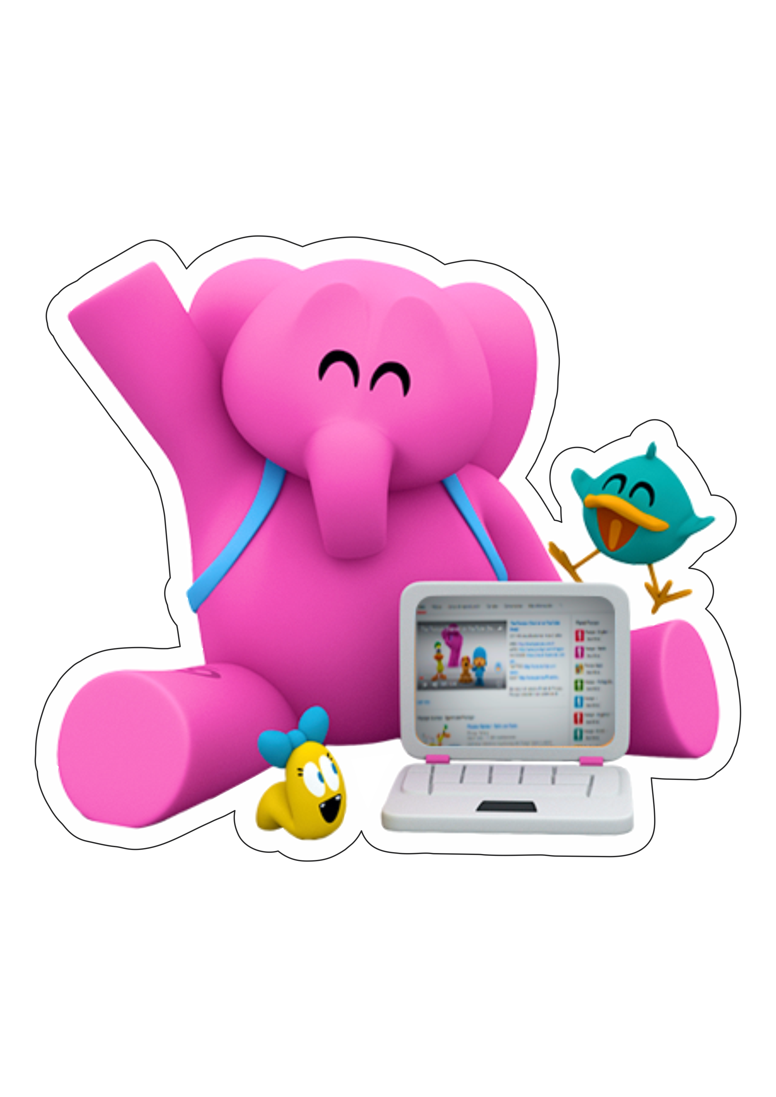 Pocoyo animação divertida personagens Elly elefantinha rosa notebook youtube sonequita e valentina desenho infantil assistir online png