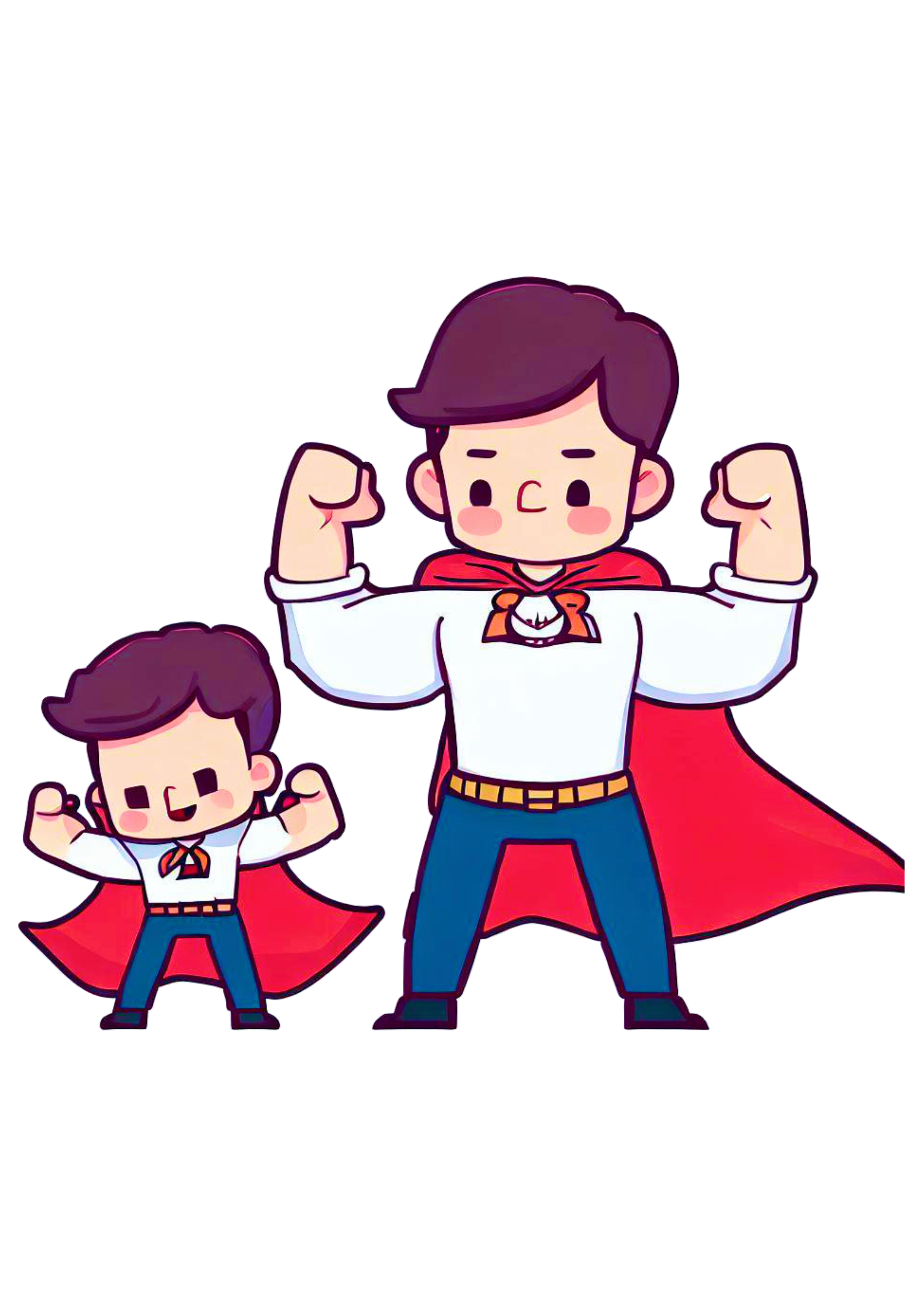 Super pai e super filho desenho animado dia dos pais download grátis fundo transparente png