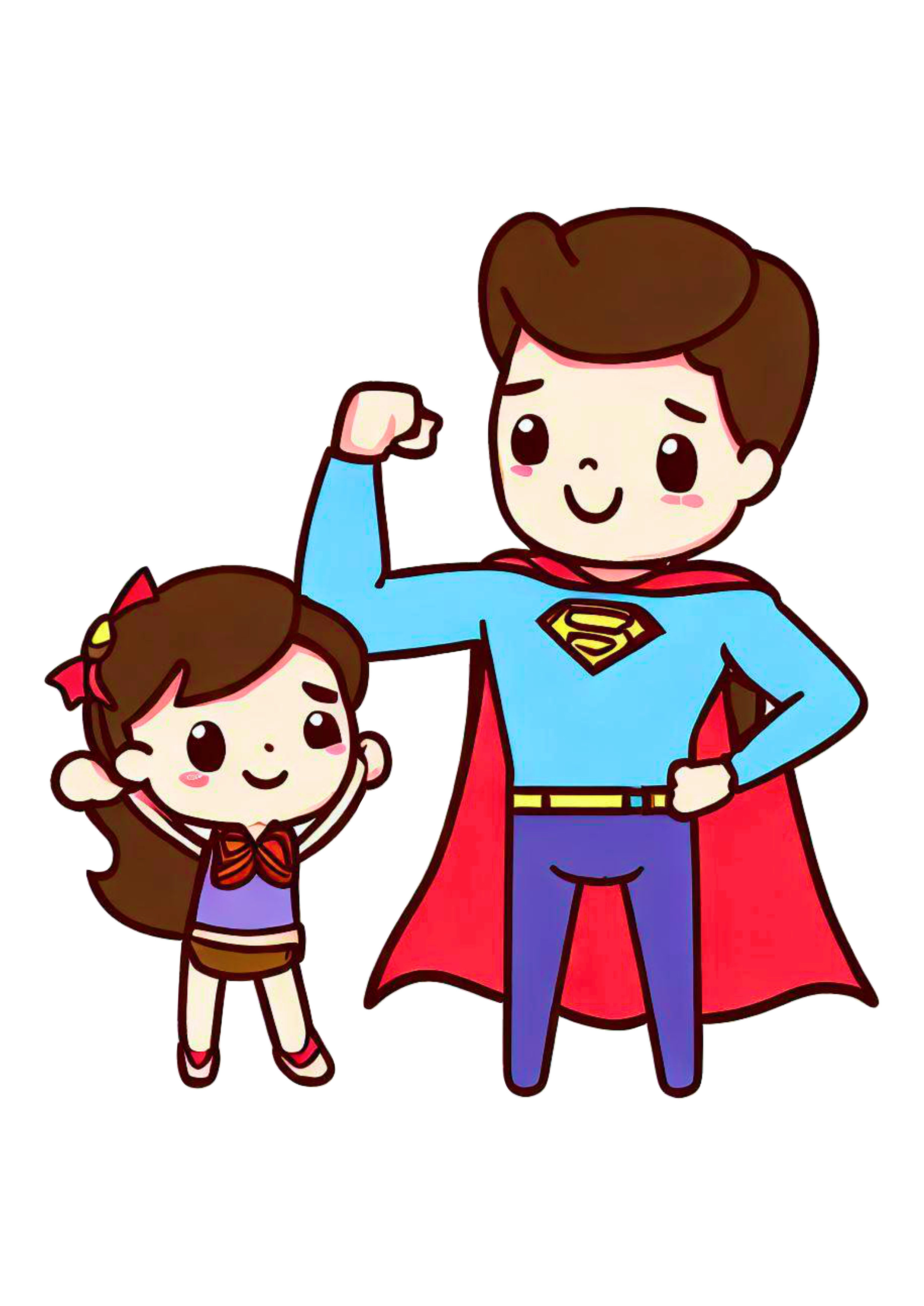 Super pai e super filha desenho animado dia dos pais download pai de menina grátis fundo transparente png