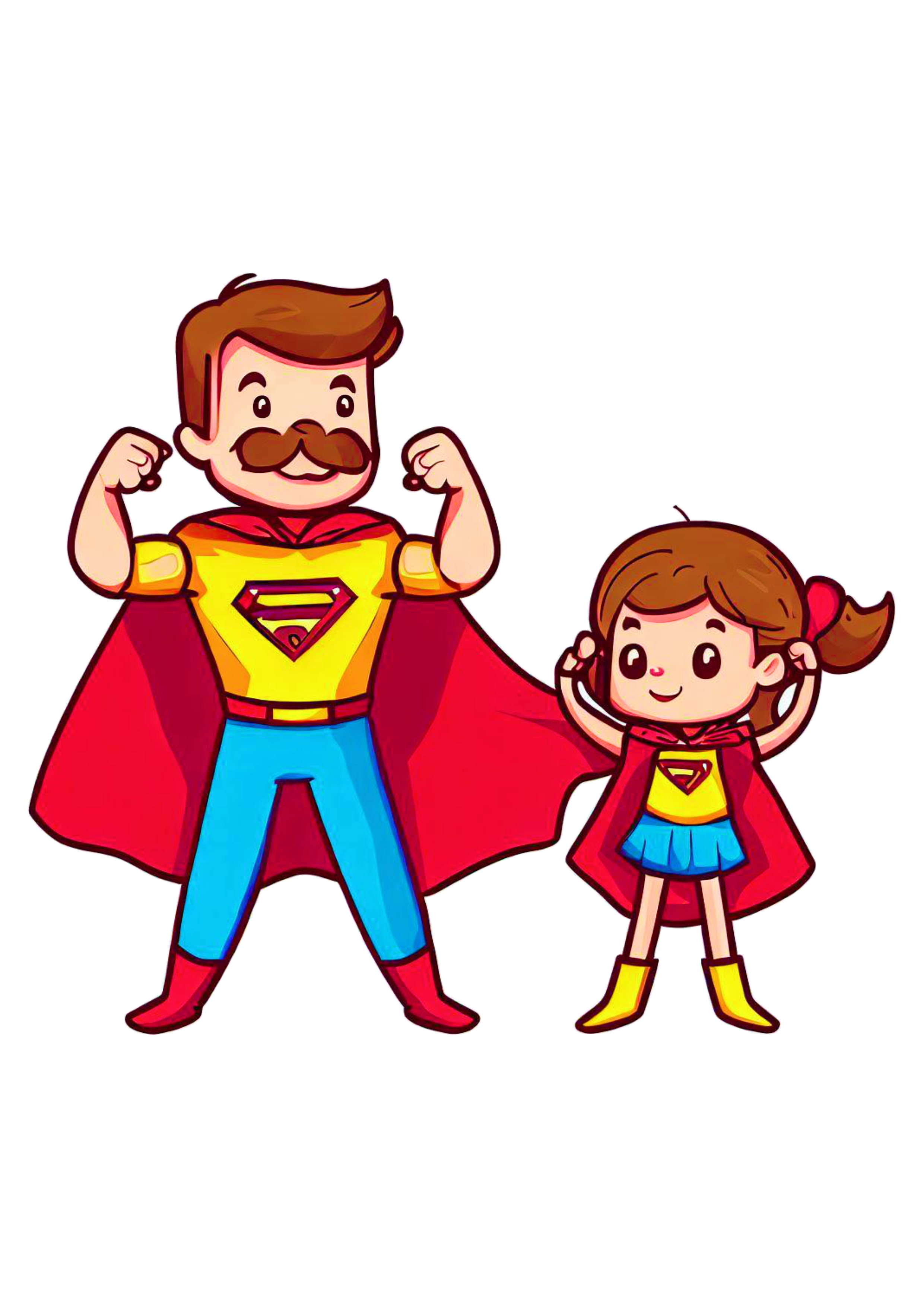 Super pai e super filha desenho animado dia dos pais download pai de menina cartoon fundo transparente png
