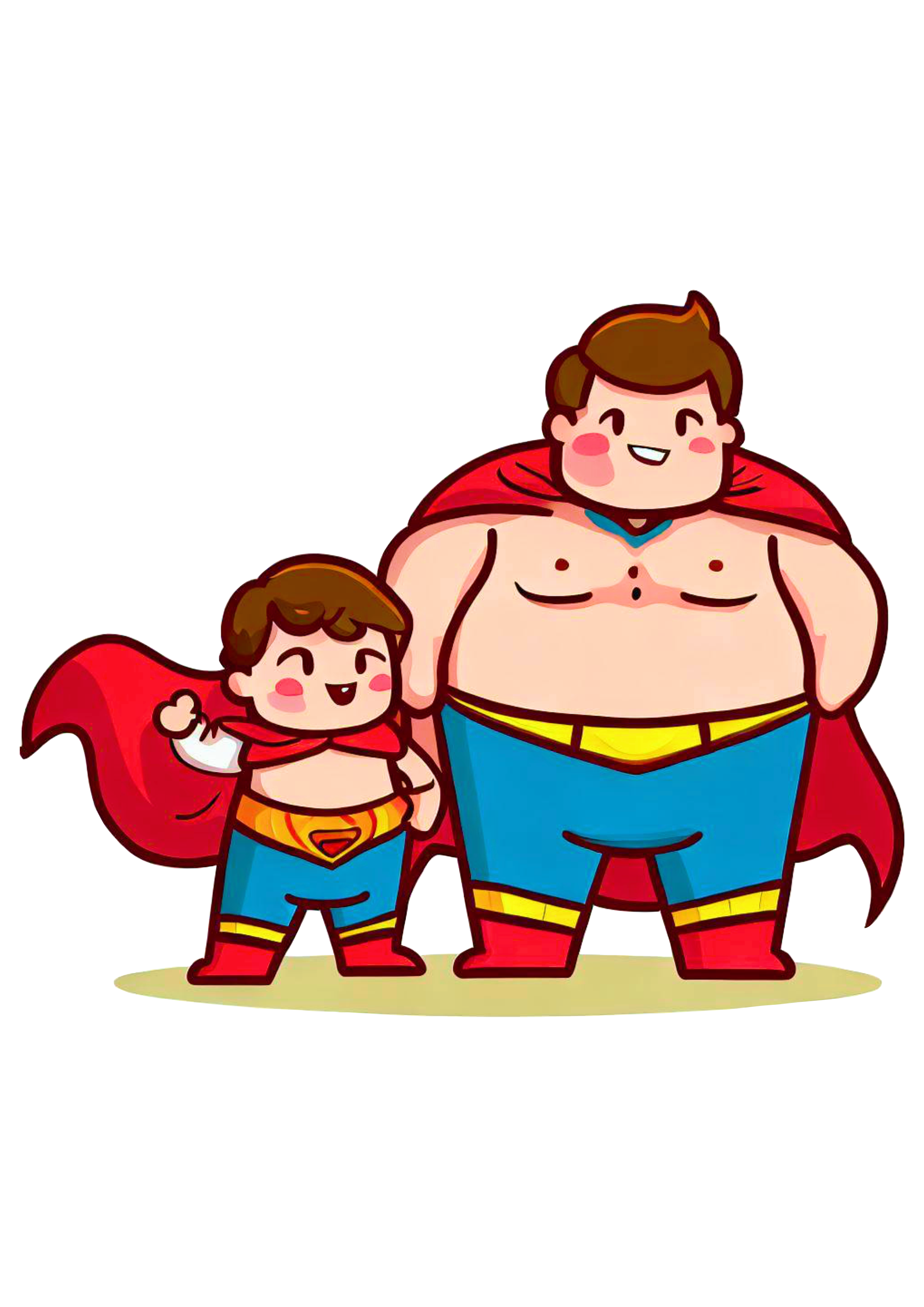 Super pai e super filho desenho animado dia dos pais gordinhos pai de menino cartoon fundo transparente png