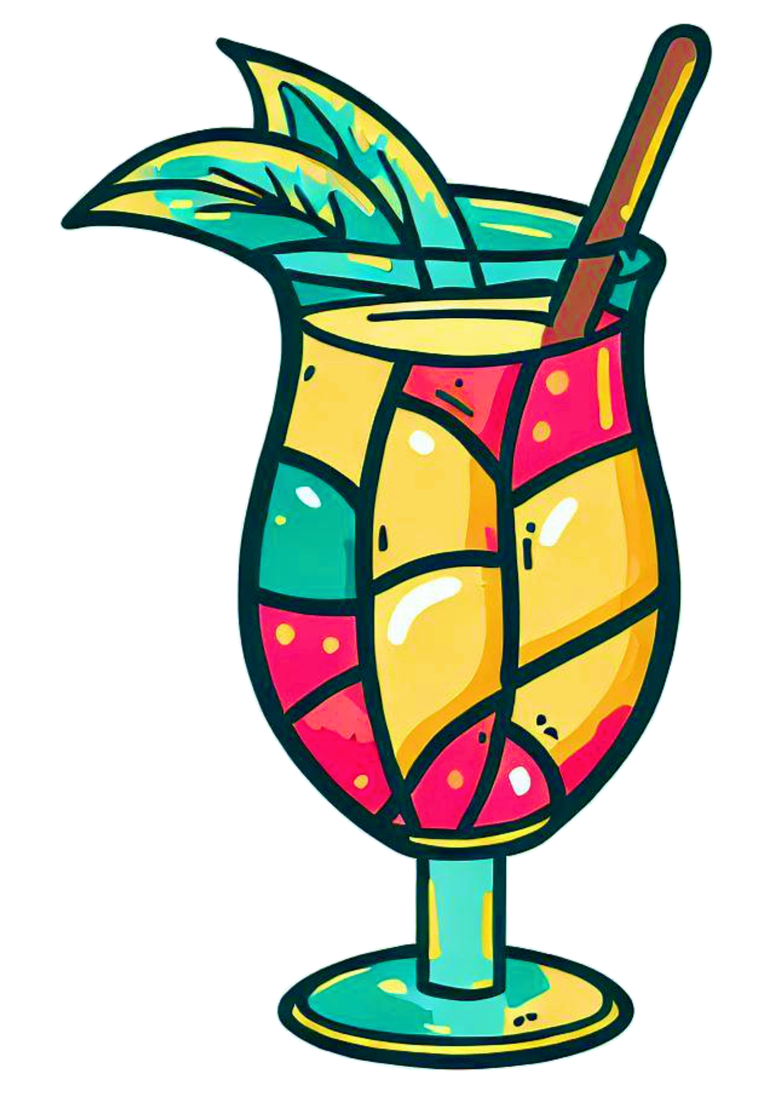 Tardezinha bebida tropical colorida frutas artes gráficas imagem fundo transparente png
