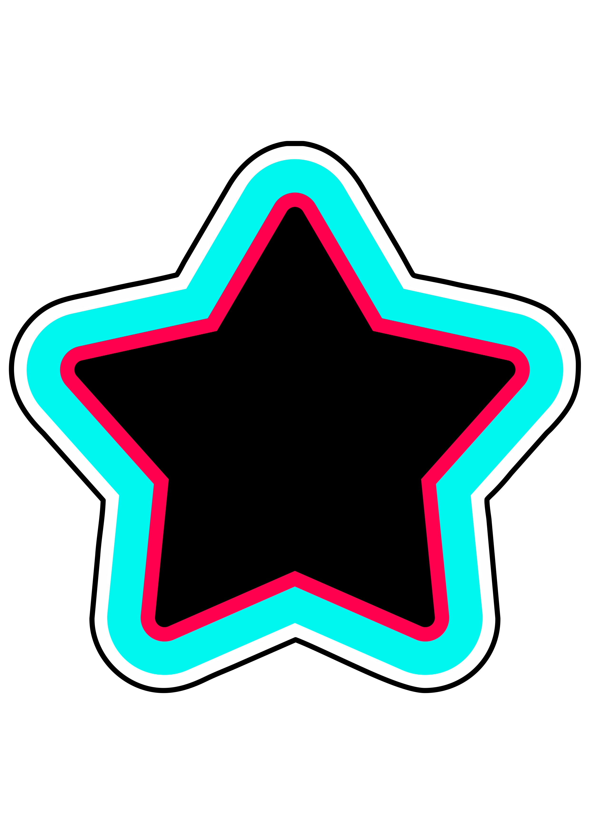 Tiktok simbolo logo aplicativo recorte contorno painel designer gráfico app de vídeos estrelinha png