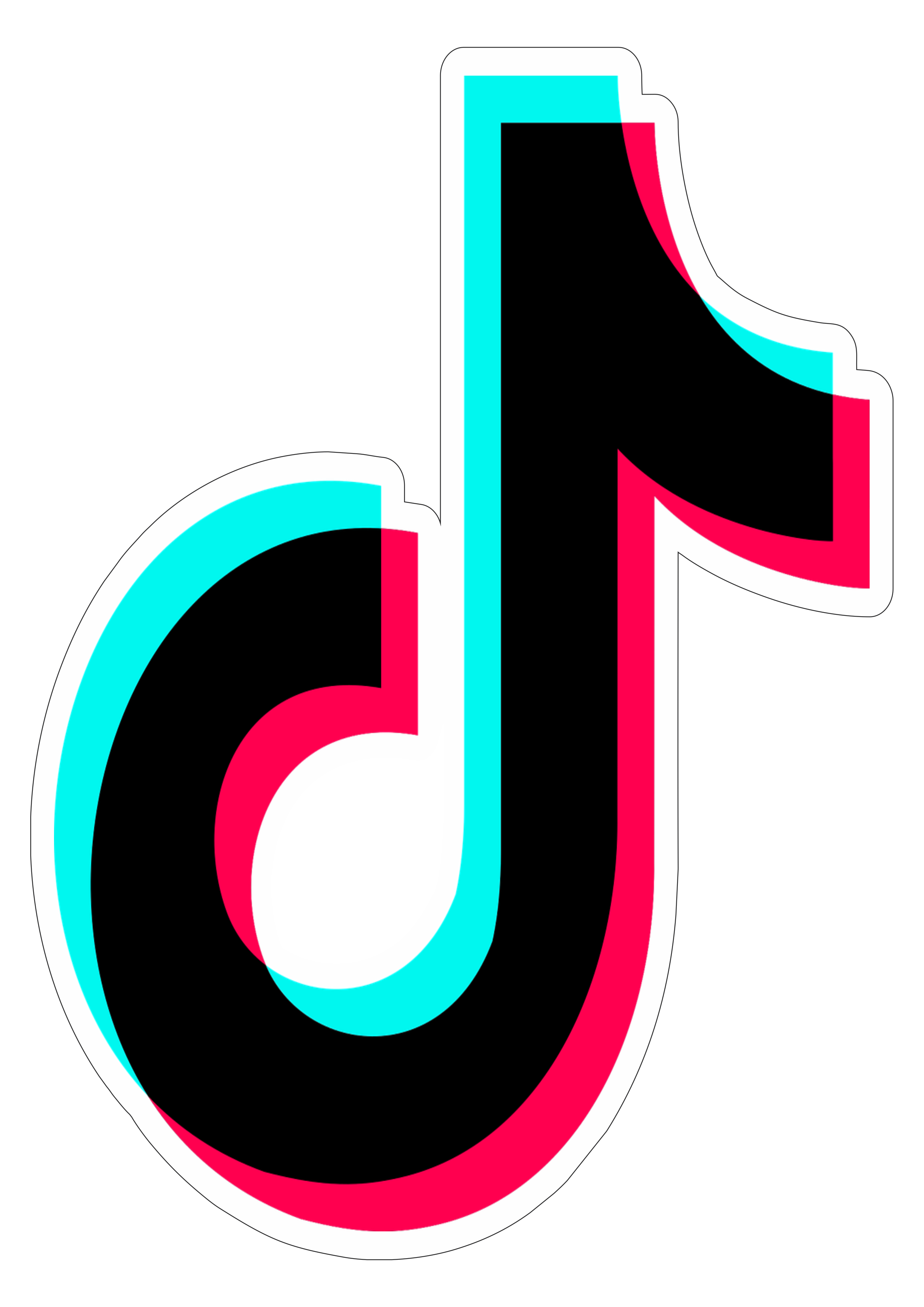 Tiktok simbolo logo aplicativo recorte contorno png