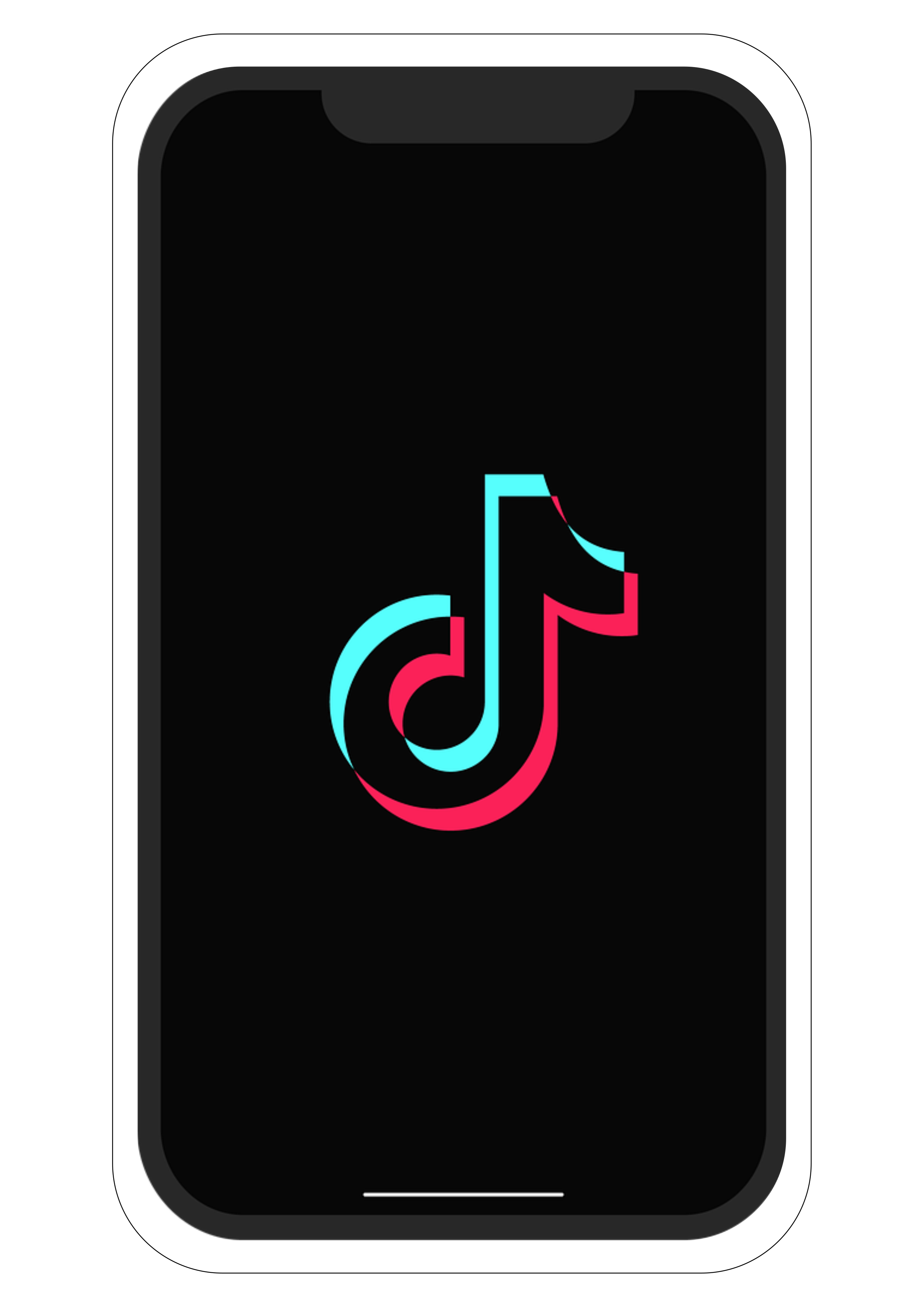 Tiktok simbolo celular vídeos logo aplicativo recorte contorno painel png