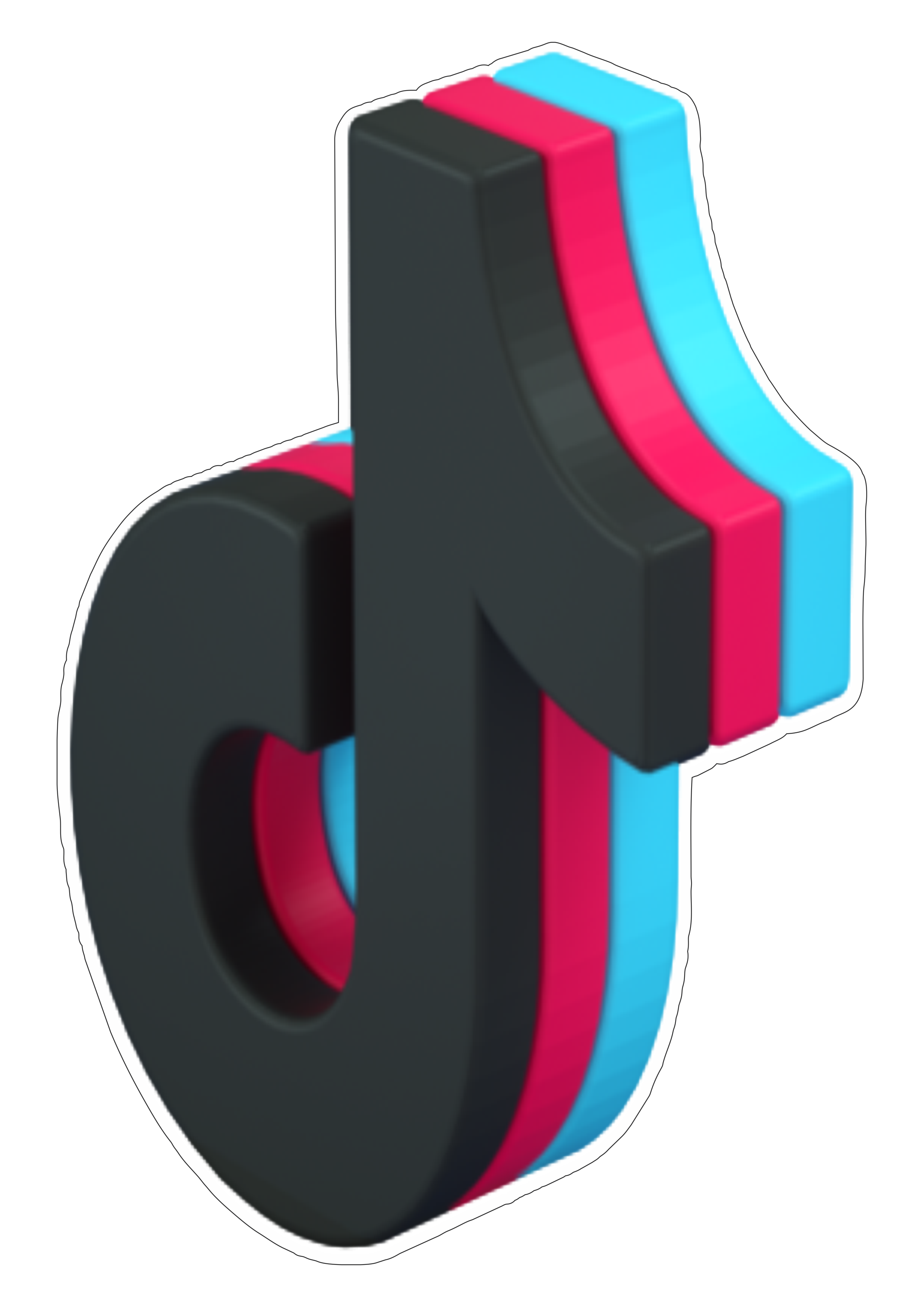 Tiktok simbolo logo aplicativo recorte contorno painel designer gráfico app de vídeos playstore png