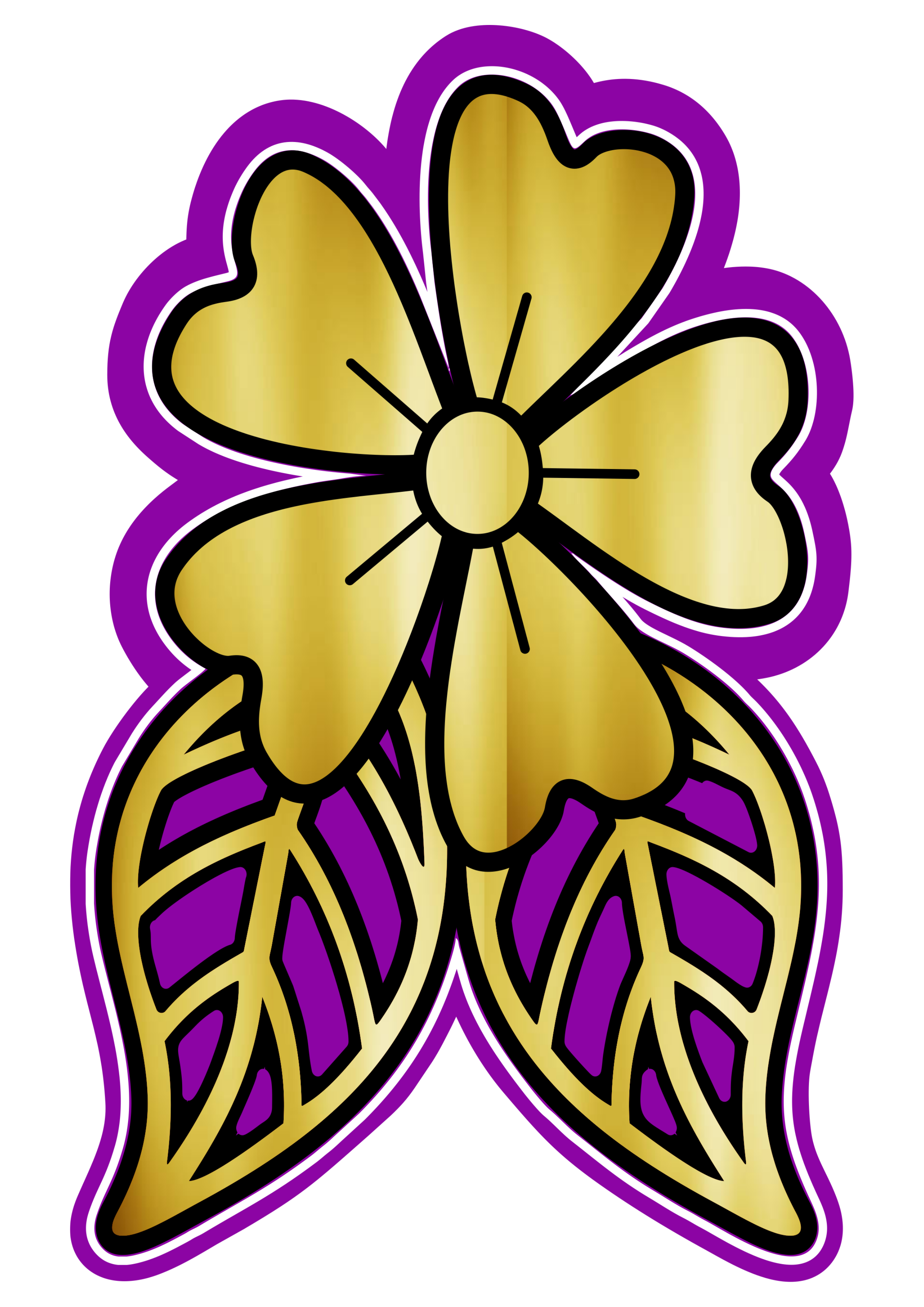 Tag flor dourada para decoração cor lilás golden flower clipart png