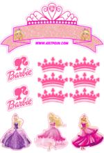 Barbie princesa topo de bolo grátis decoração de festa infantil rosa mimos  de papelaria criativa png