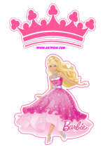 Boneca Barbie princesa topo de bolo rosa brilhante estrelas e