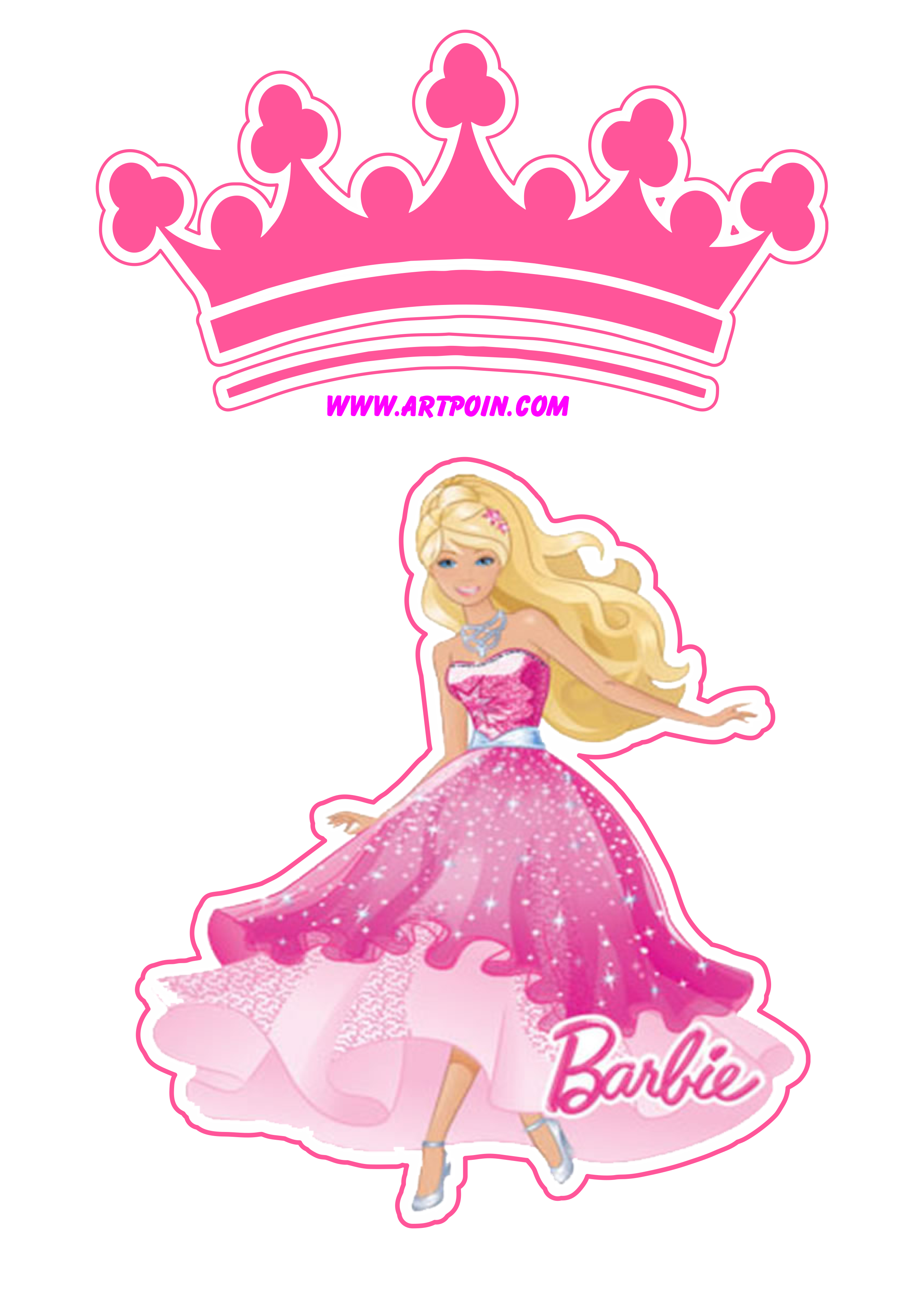 Boneca Barbie princesa topo de bolo decoração de festa infantil rosa free png