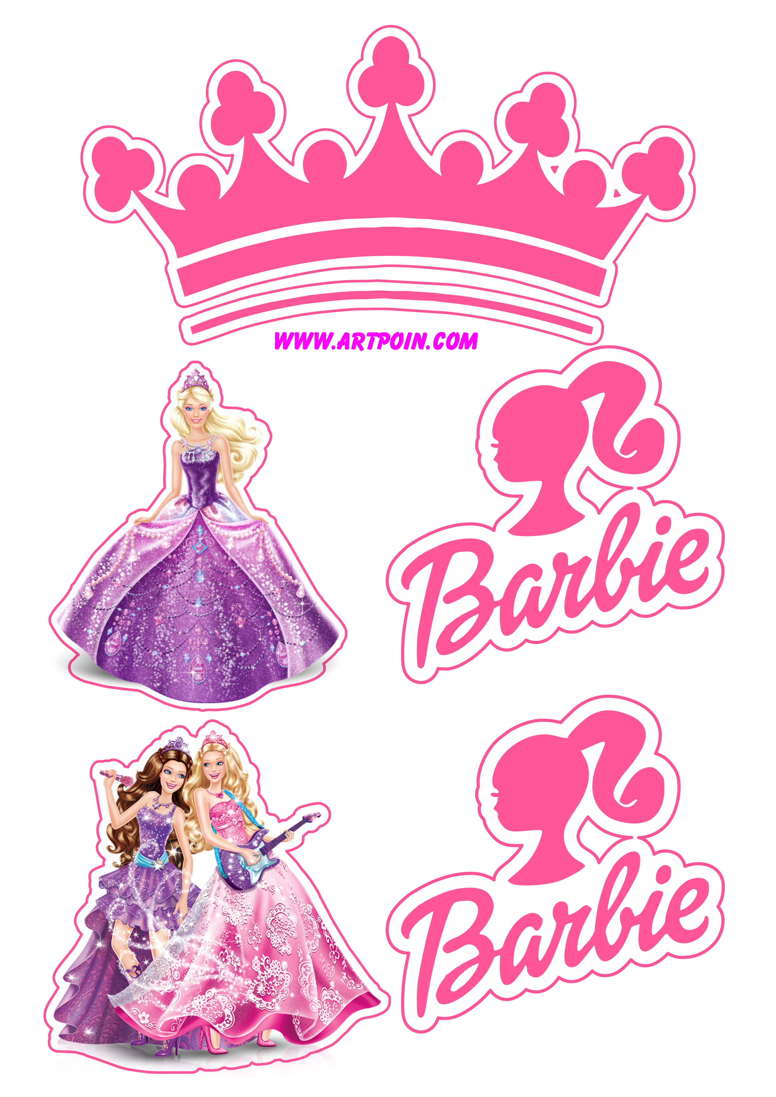 Topo de Bolo em Papel Camada Dupla Barbie Pop Star - Cristal Mágico
