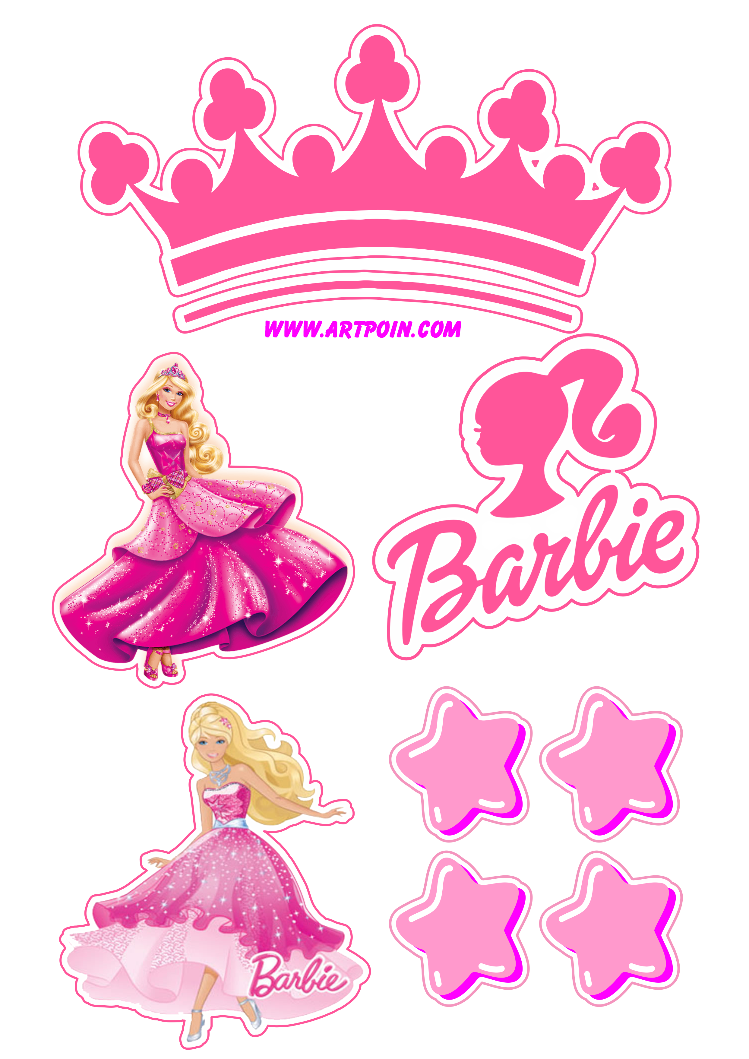 Barbie princesa topo de bolo grátis decoração de festa infantil rosa free png