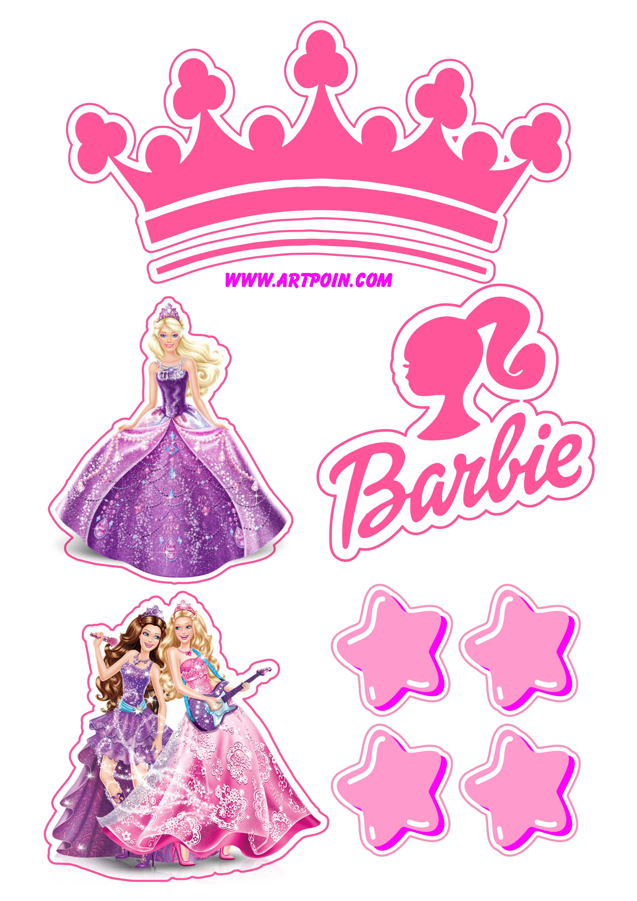 Topo de Bolo Barbie Star - Personalizado com nome e idade