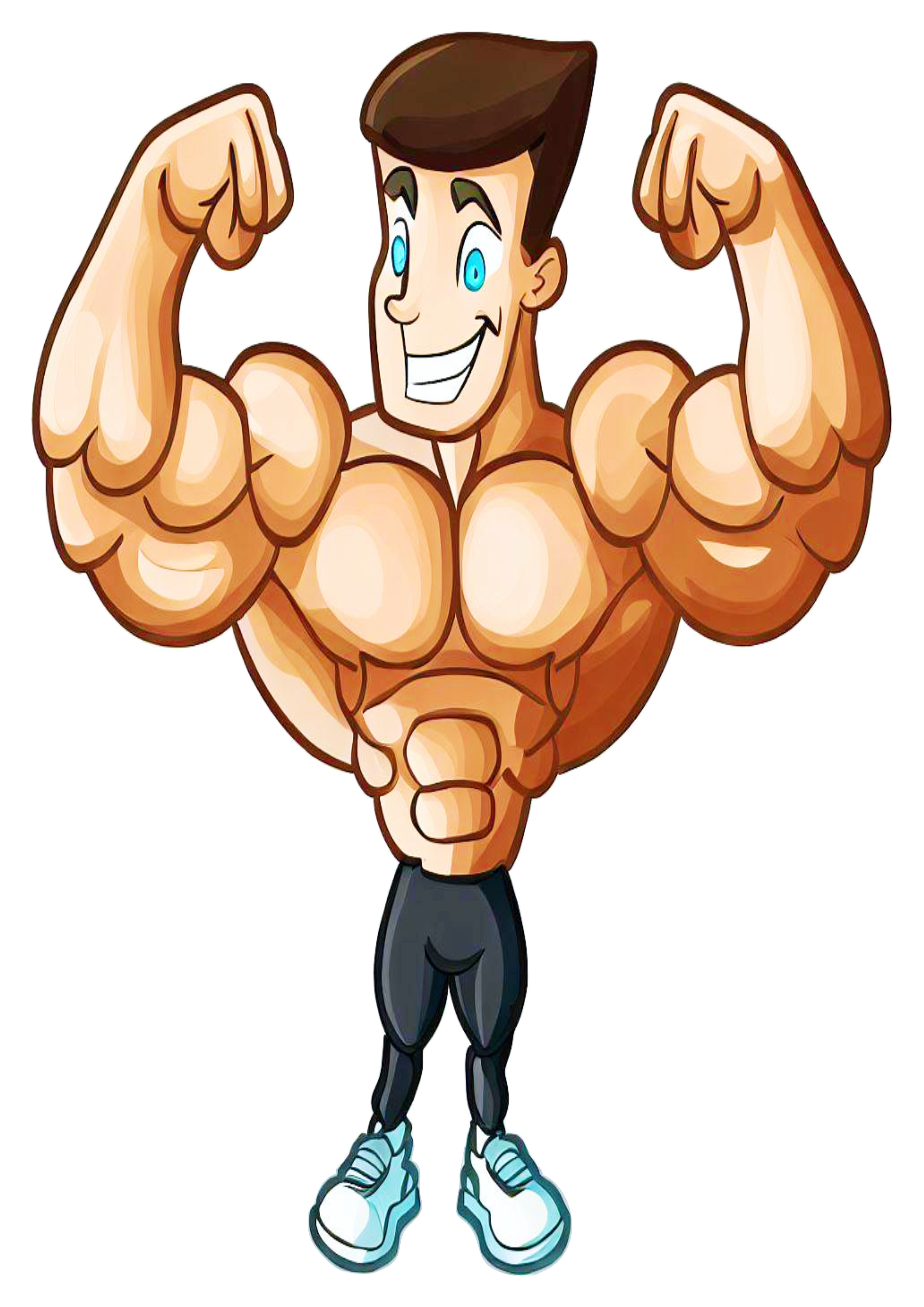 Homem musculoso maromba desenho fortão treino pesado fisiculturista bruto trincado duplo bíceps de frente png
