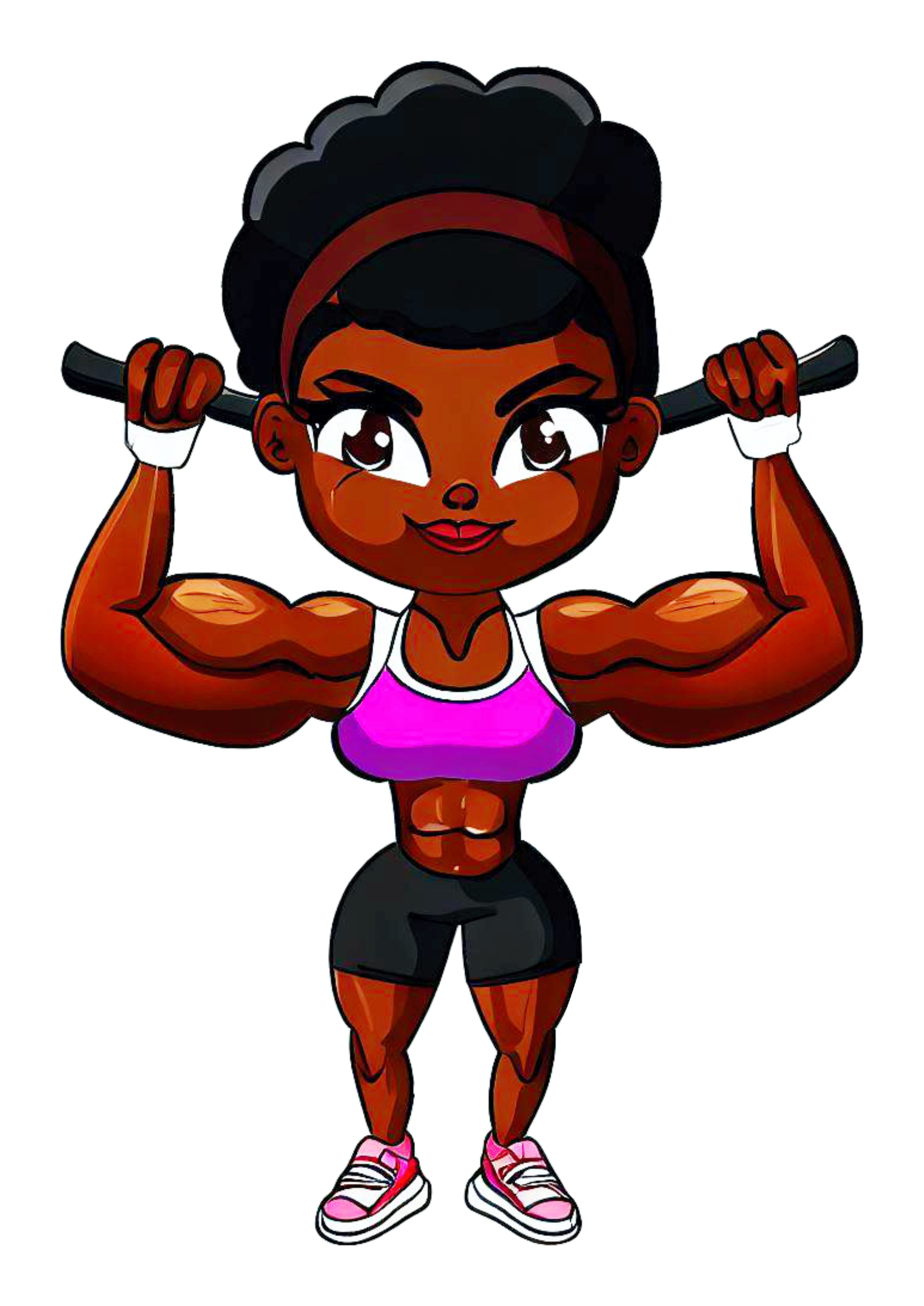 Mulher musculosa maromba desenho simples treino pesado academia de musculação levantando ferro png