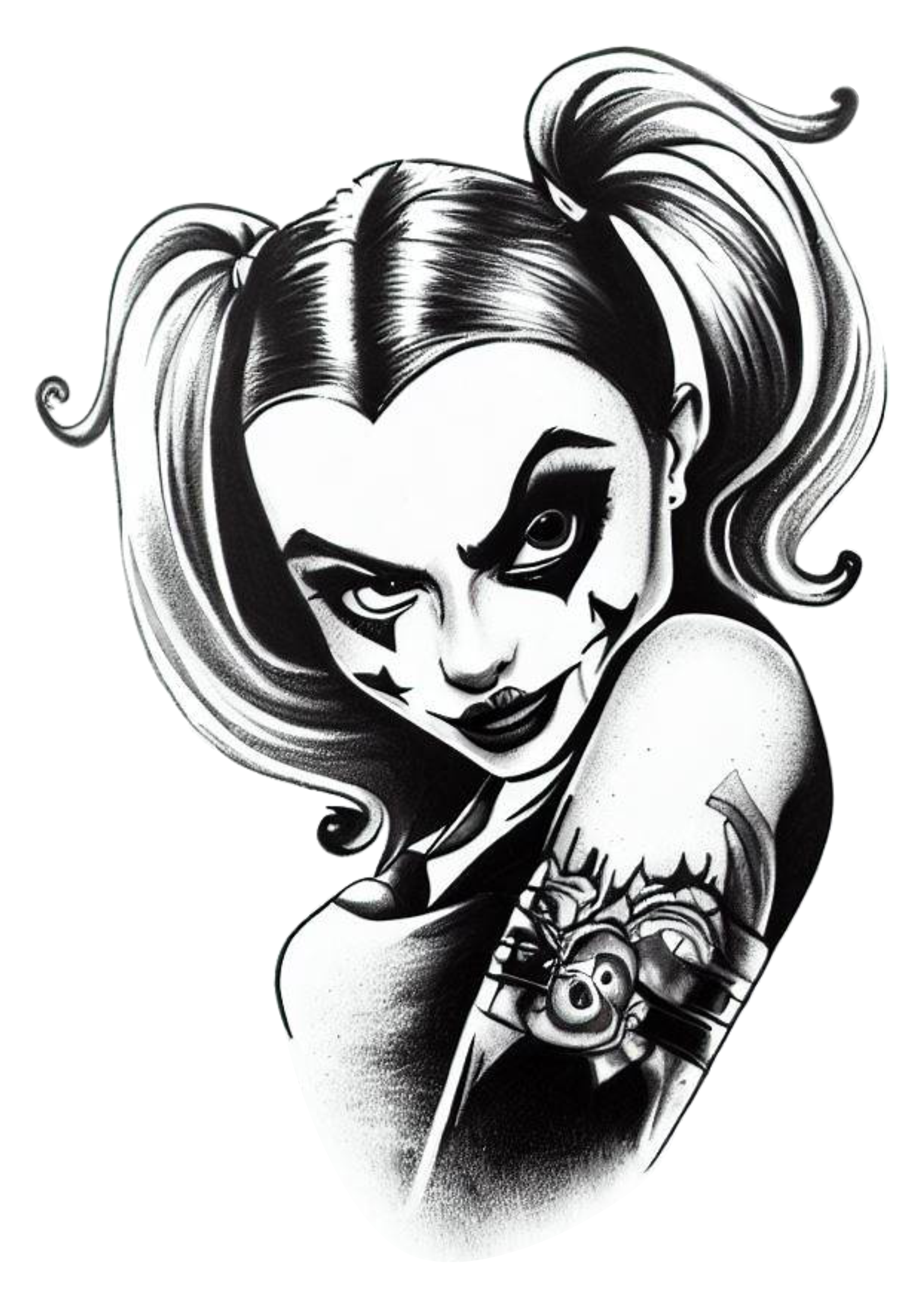 Desenho para tatuagem Arlequina Harley Quinn dc comics quadrinhos png
