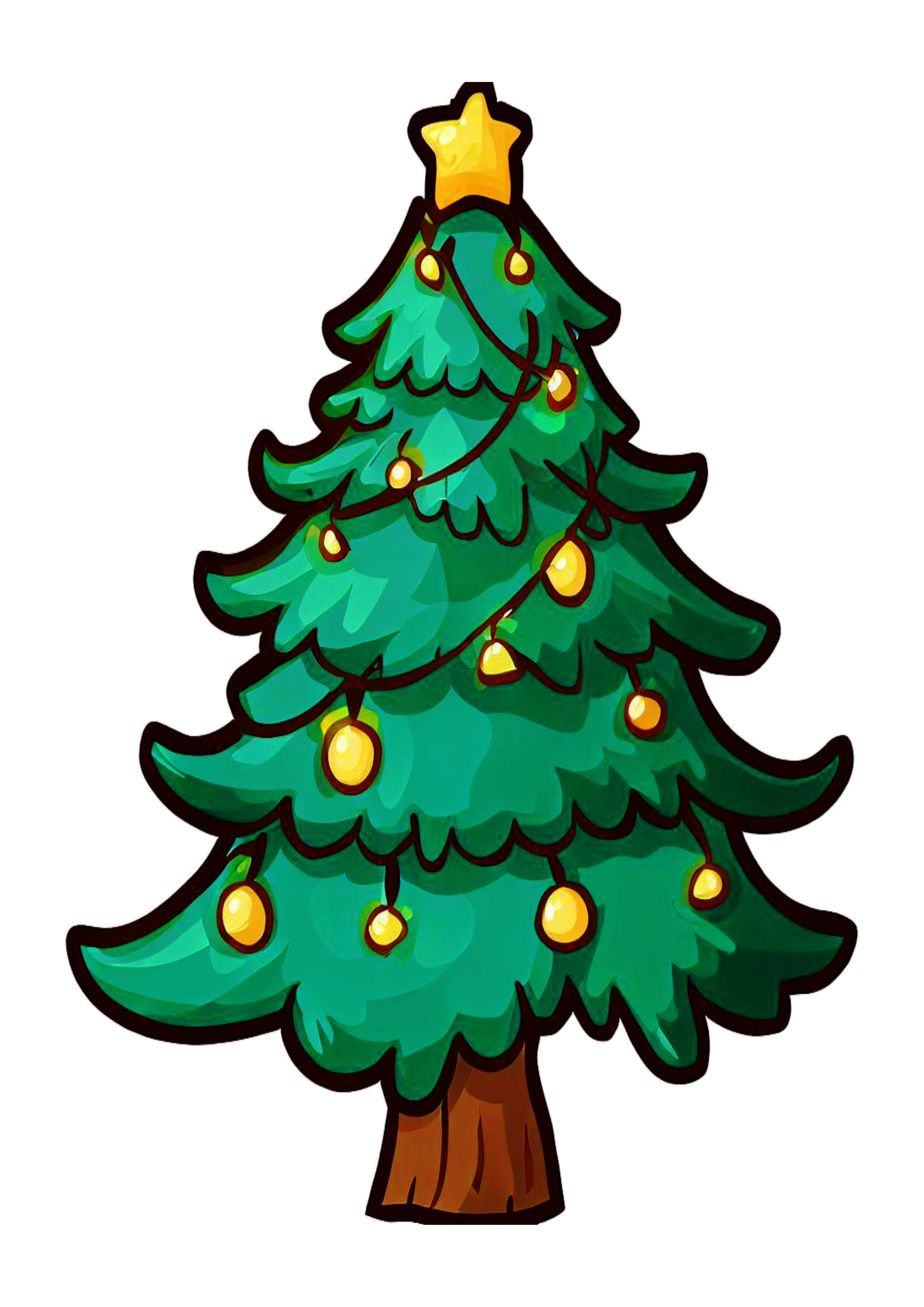 Árvore de natal desenho simples decoração natalina luzes brilhante artigos de papelaria boas festas png