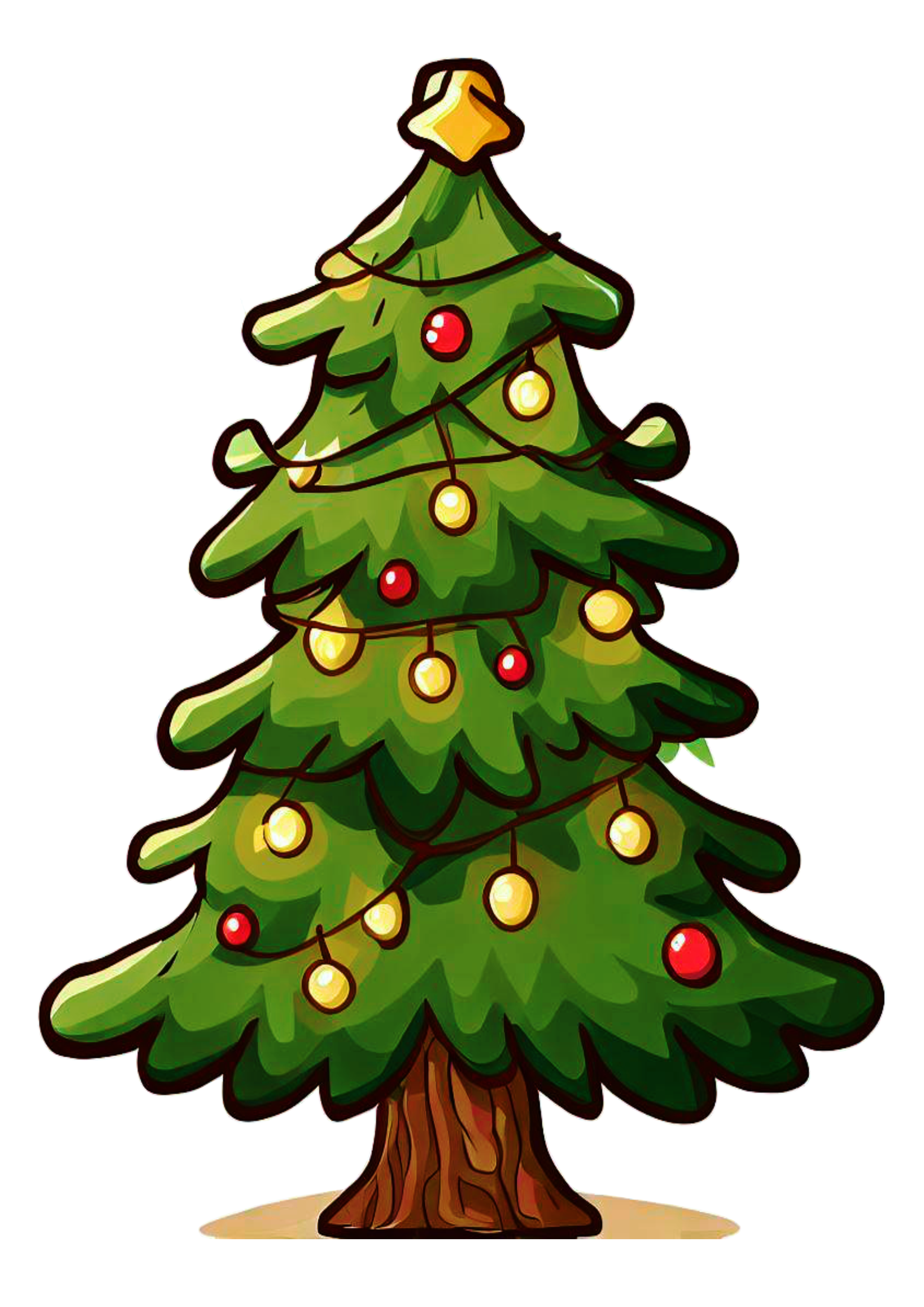 Árvore de natal desenho simples decoração natalina luzes brilhante artigos de papelaria boas festas fundo transparente png