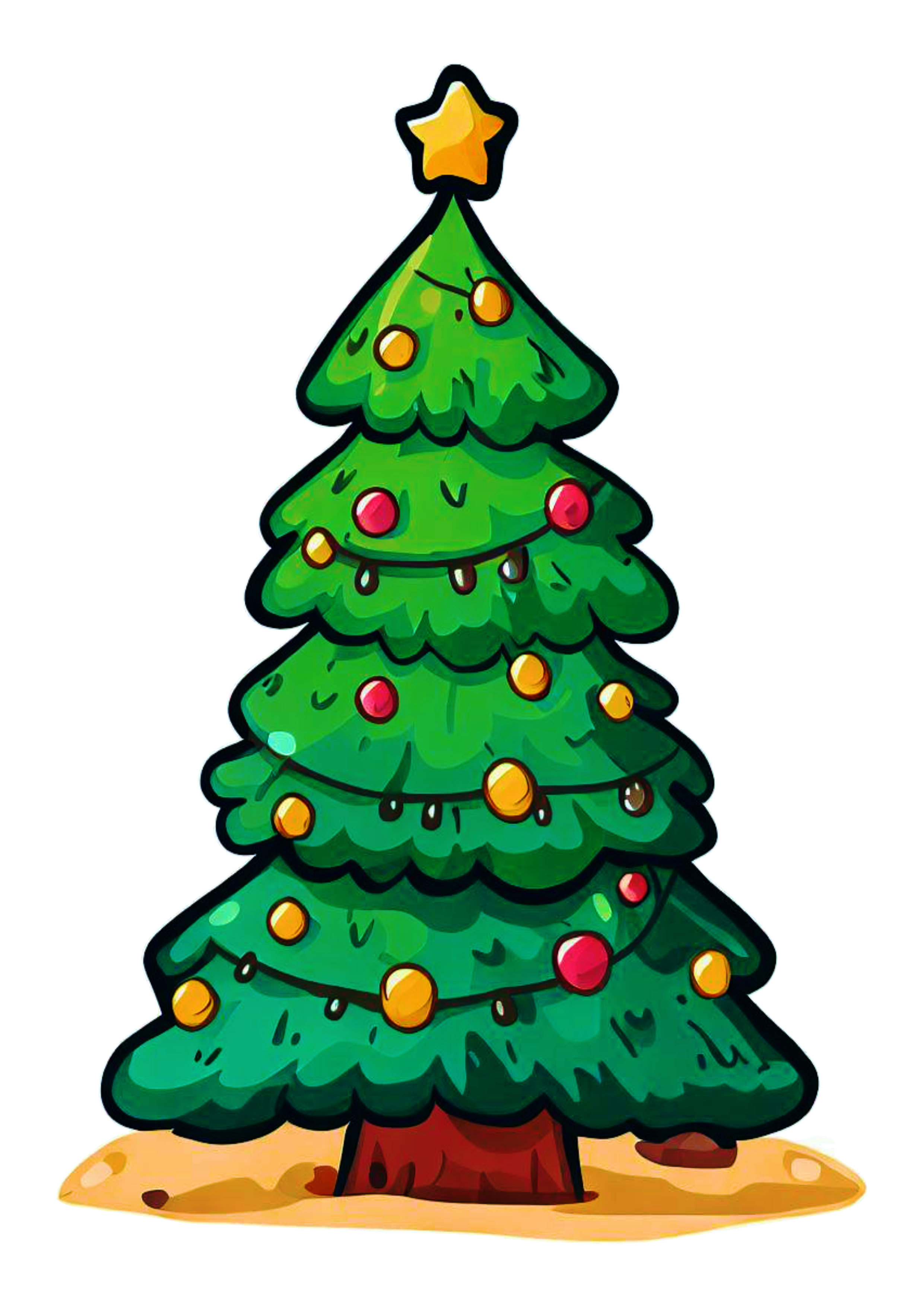 Árvore de natal desenho simples decoração natalina luzes brilhante artigos de papelaria boas festas fundo transparente cartoon png