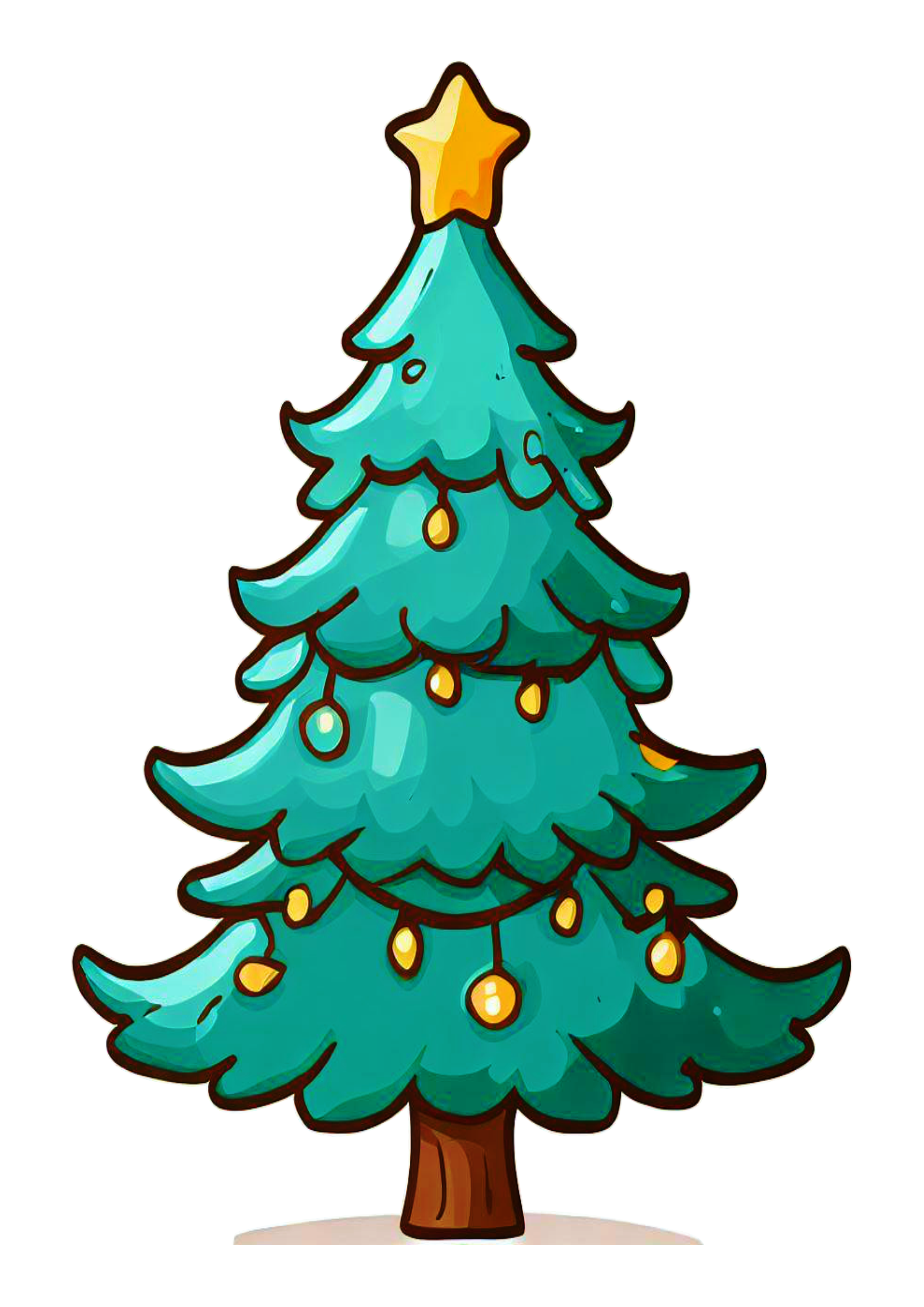 Árvore de natal desenho simples decoração natalina luzes brilhante ilustração boas festas fundo transparente estrelinha png