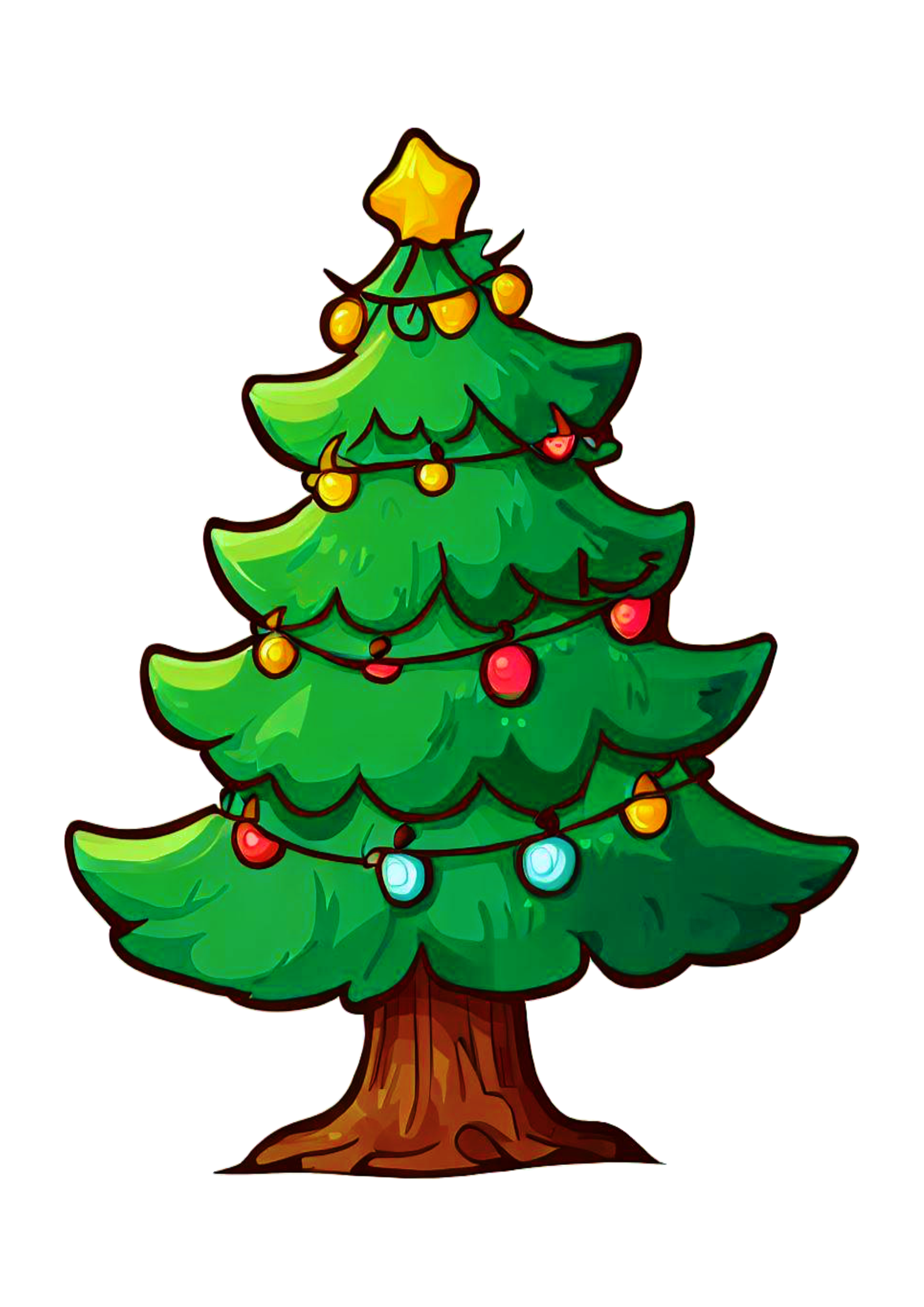 Árvore de natal desenho simples decoração natalina merry christmas png