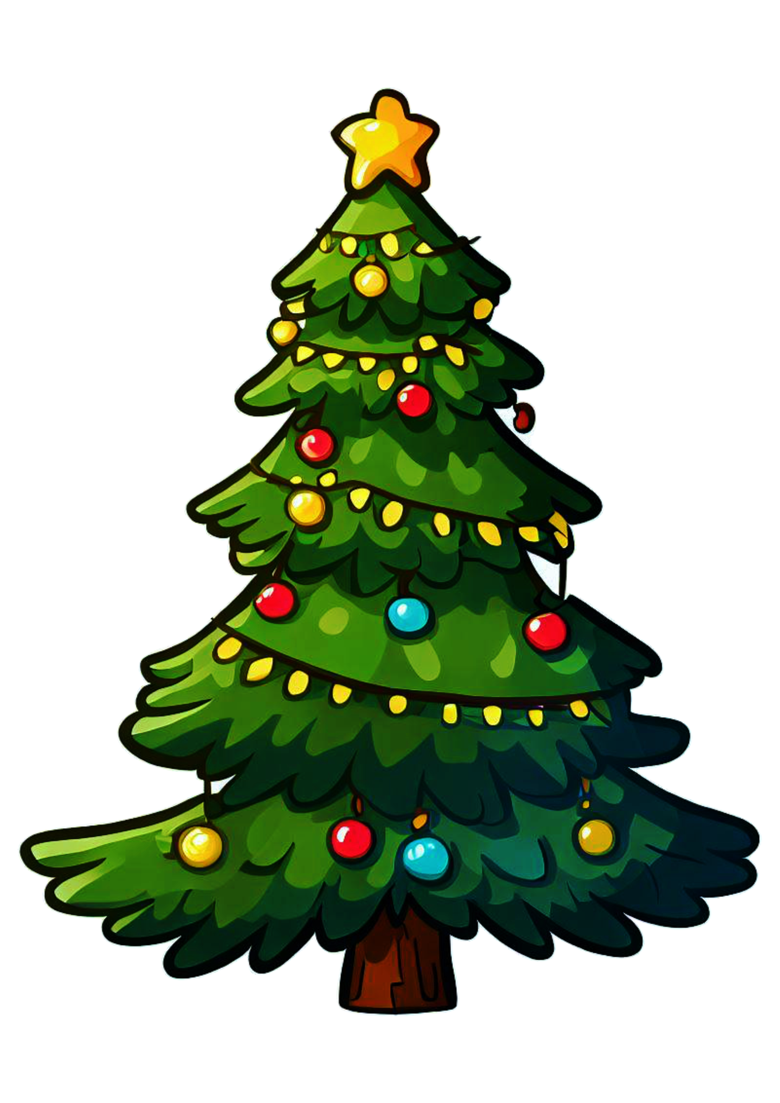Árvore de natal desenho simples decoração natalina merry christmas ilustração png