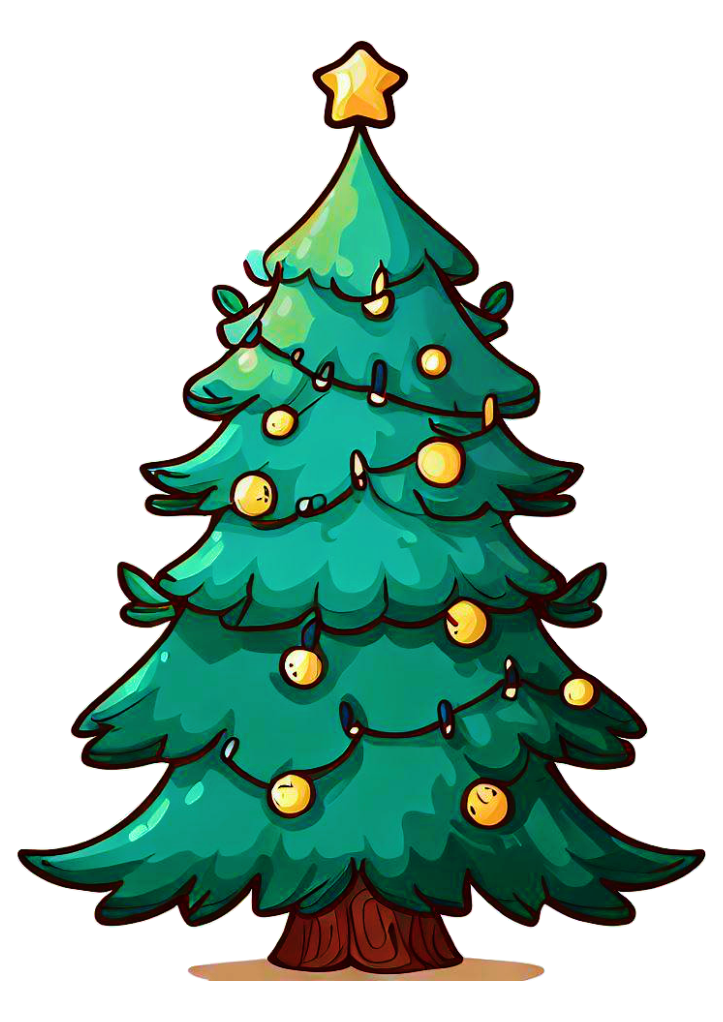Árvore de natal desenho simples decoração natalina merry christmas ilustração artes gráficas vetor grátis png