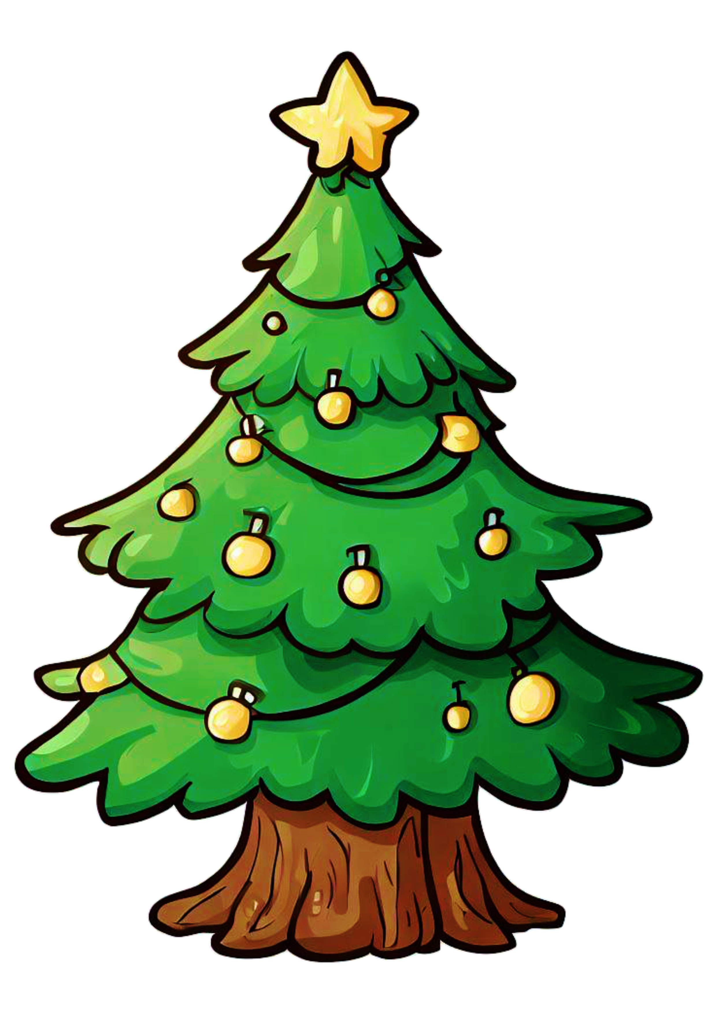 Árvore de natal desenho simples decoração natalina merry christmas ilustração artes gráficas vetor grátis estrelinha png