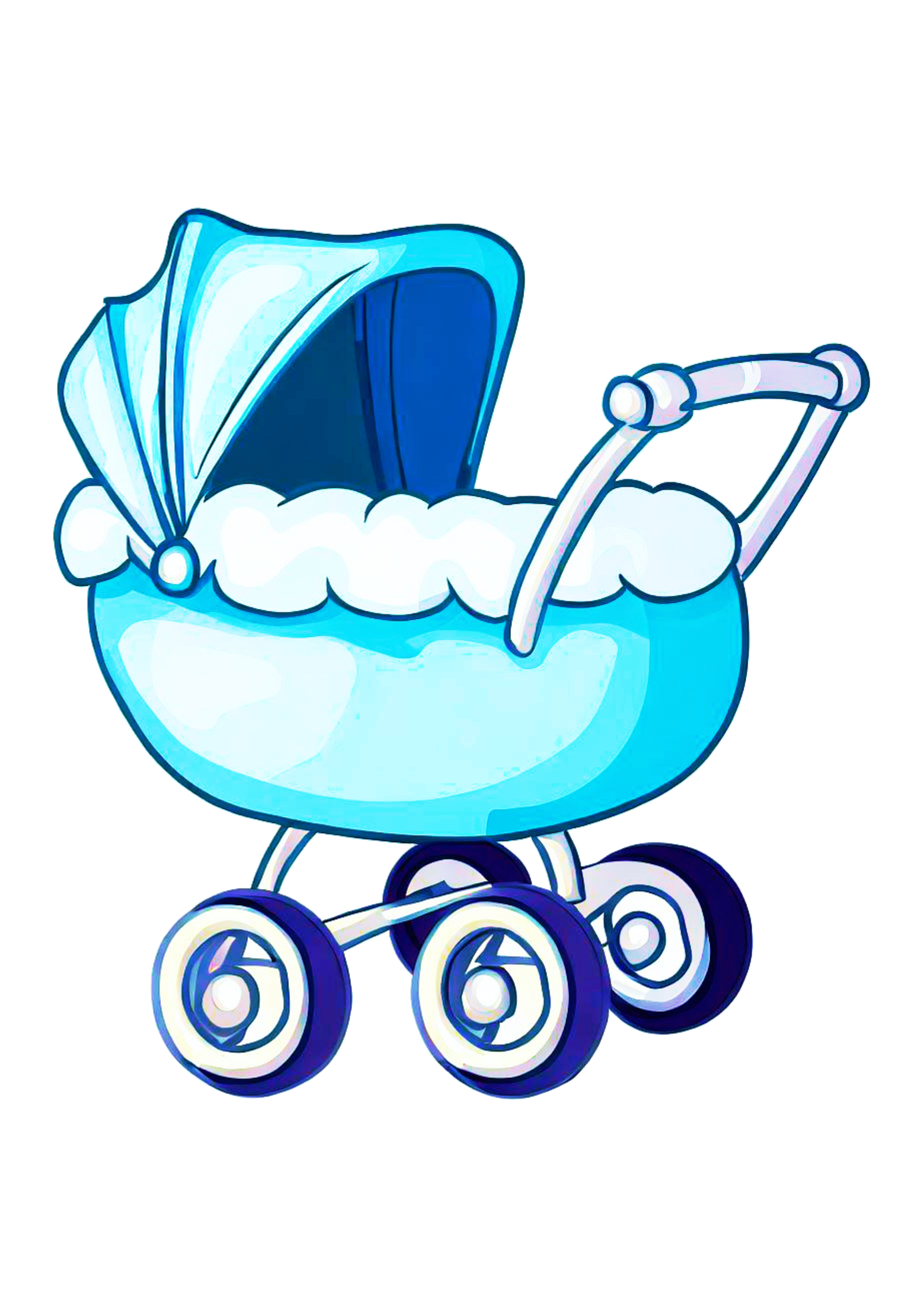 Carrinho de bebê bonitinho desenho simples ilustração rabisco azul png