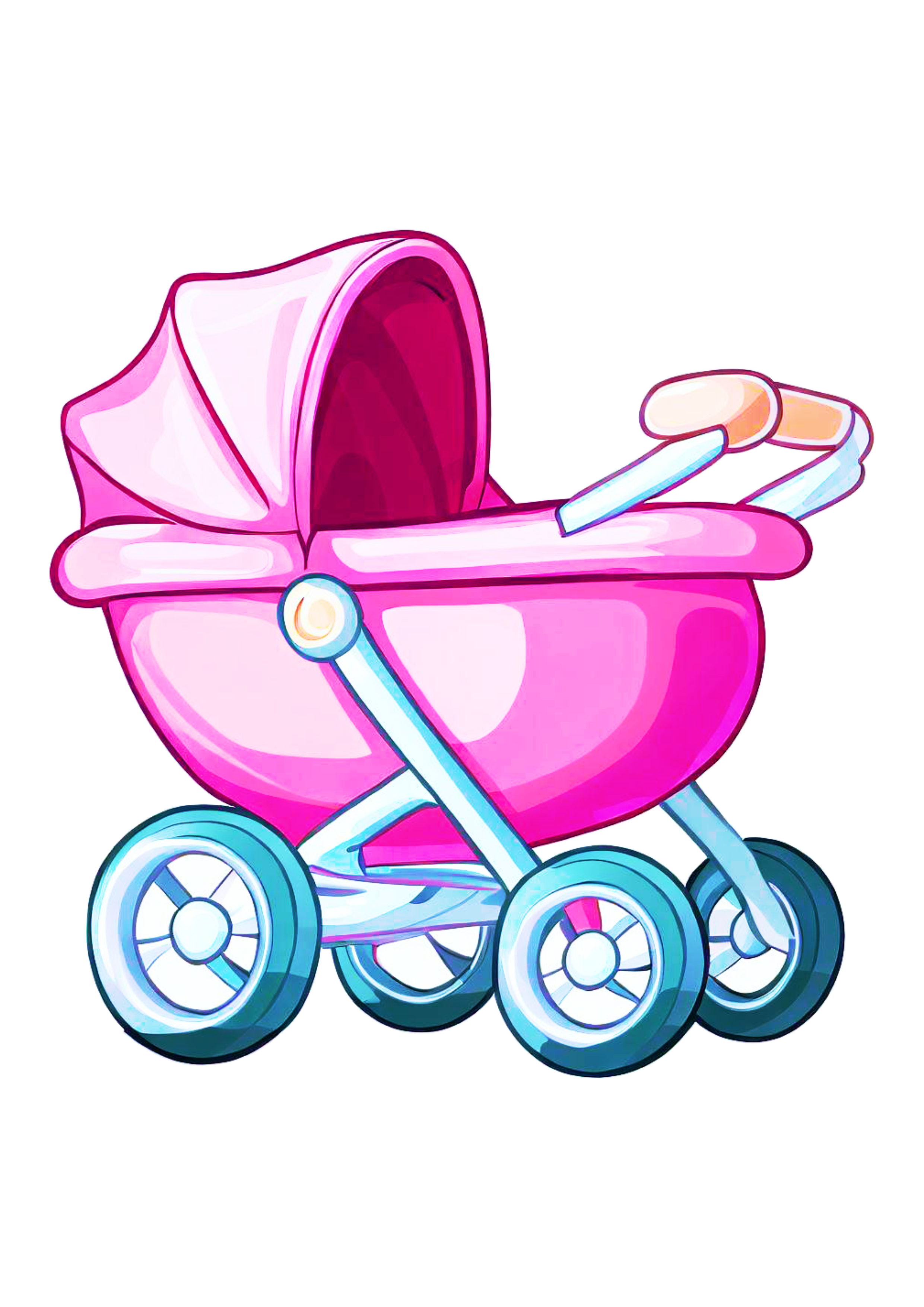 Carrinho de bebê bonitinho desenho simples ilustração rosa design png