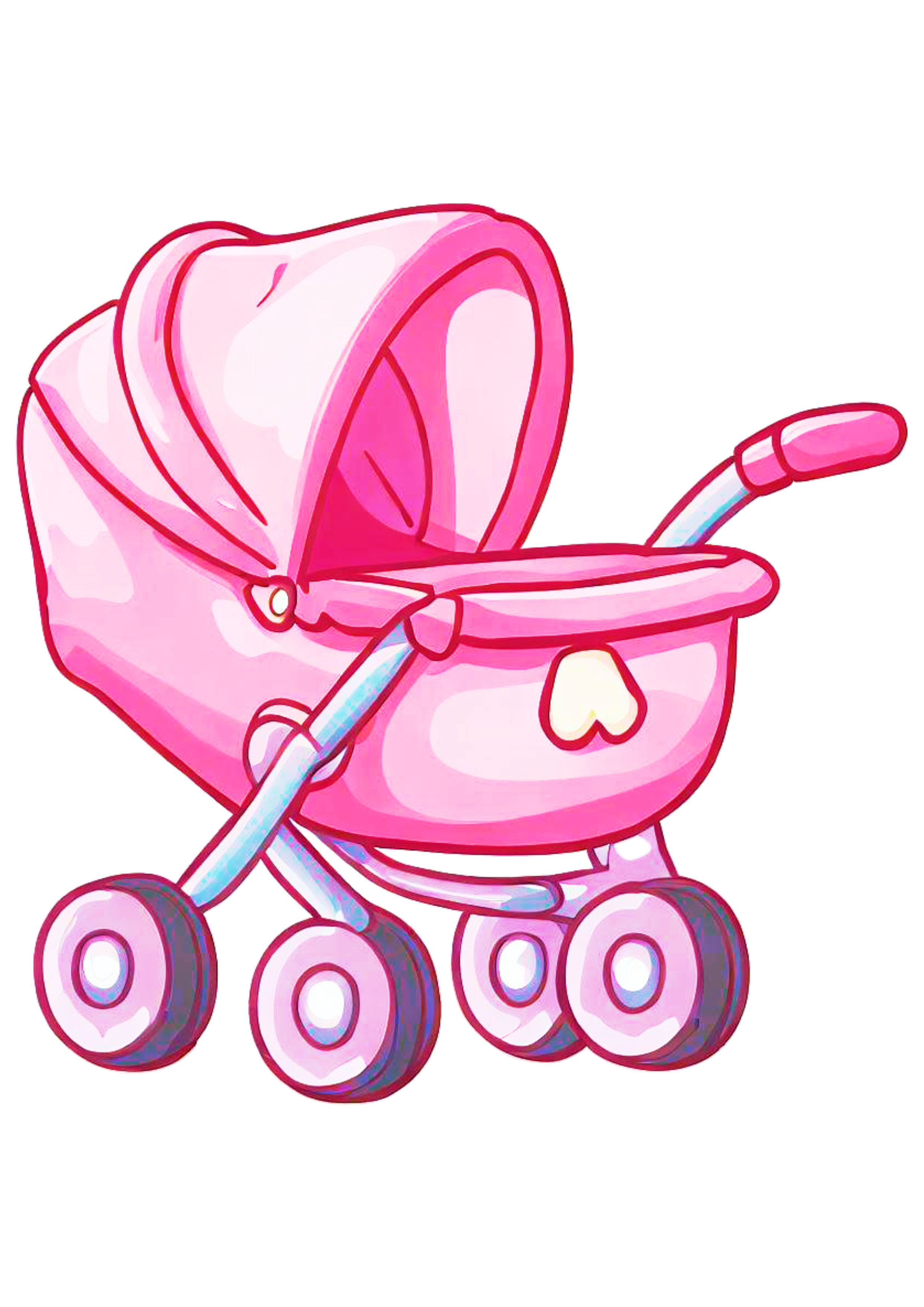 Carrinho de bebê bonitinho desenho simples ilustração rosa design artes gráficas png