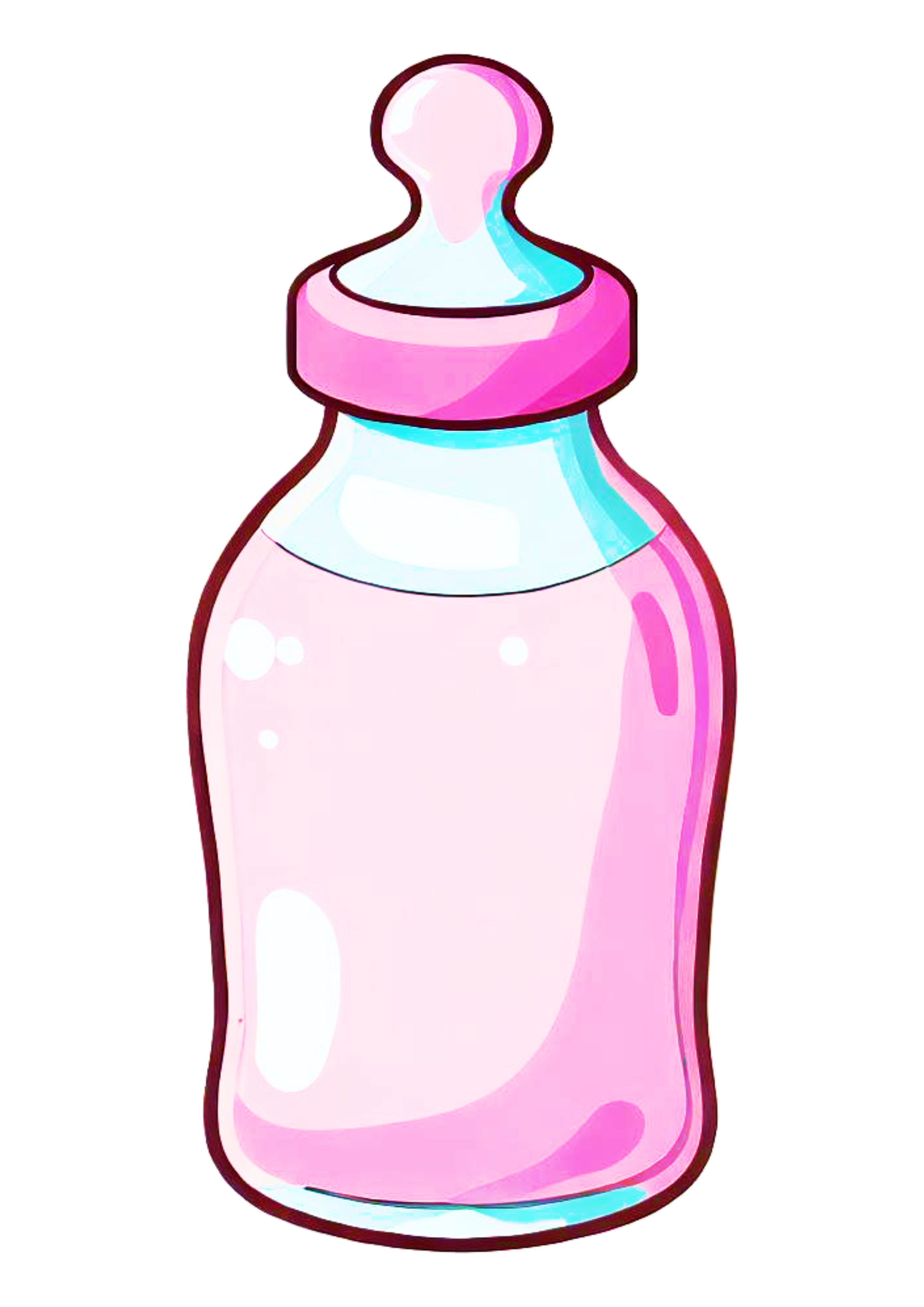 Mamadeira rosa desenho animado bebezinho imagens chá de fralda design fundo transparente png