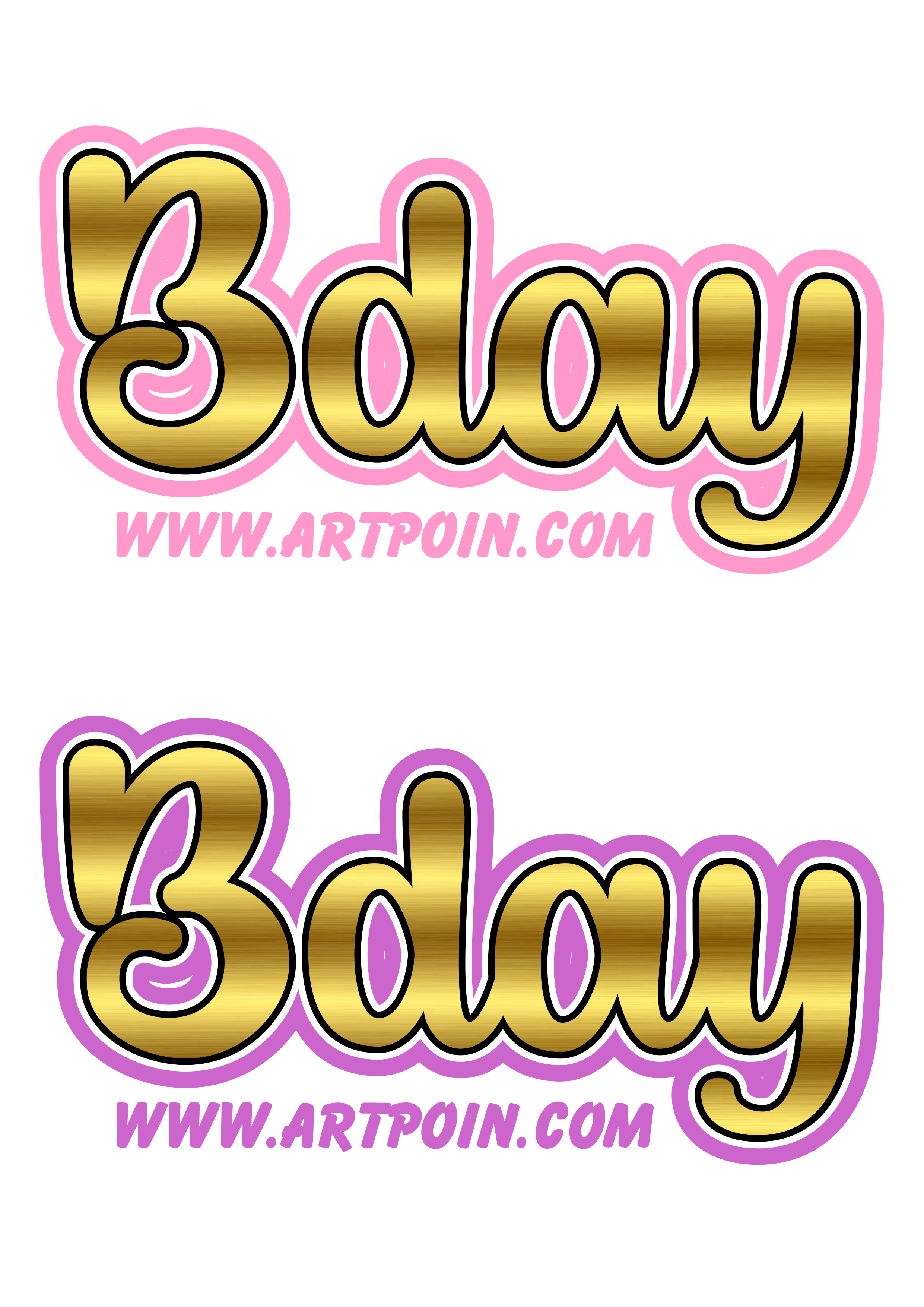 Topo de bolo dourado Bday ideial para decorações de festa de aniversário png