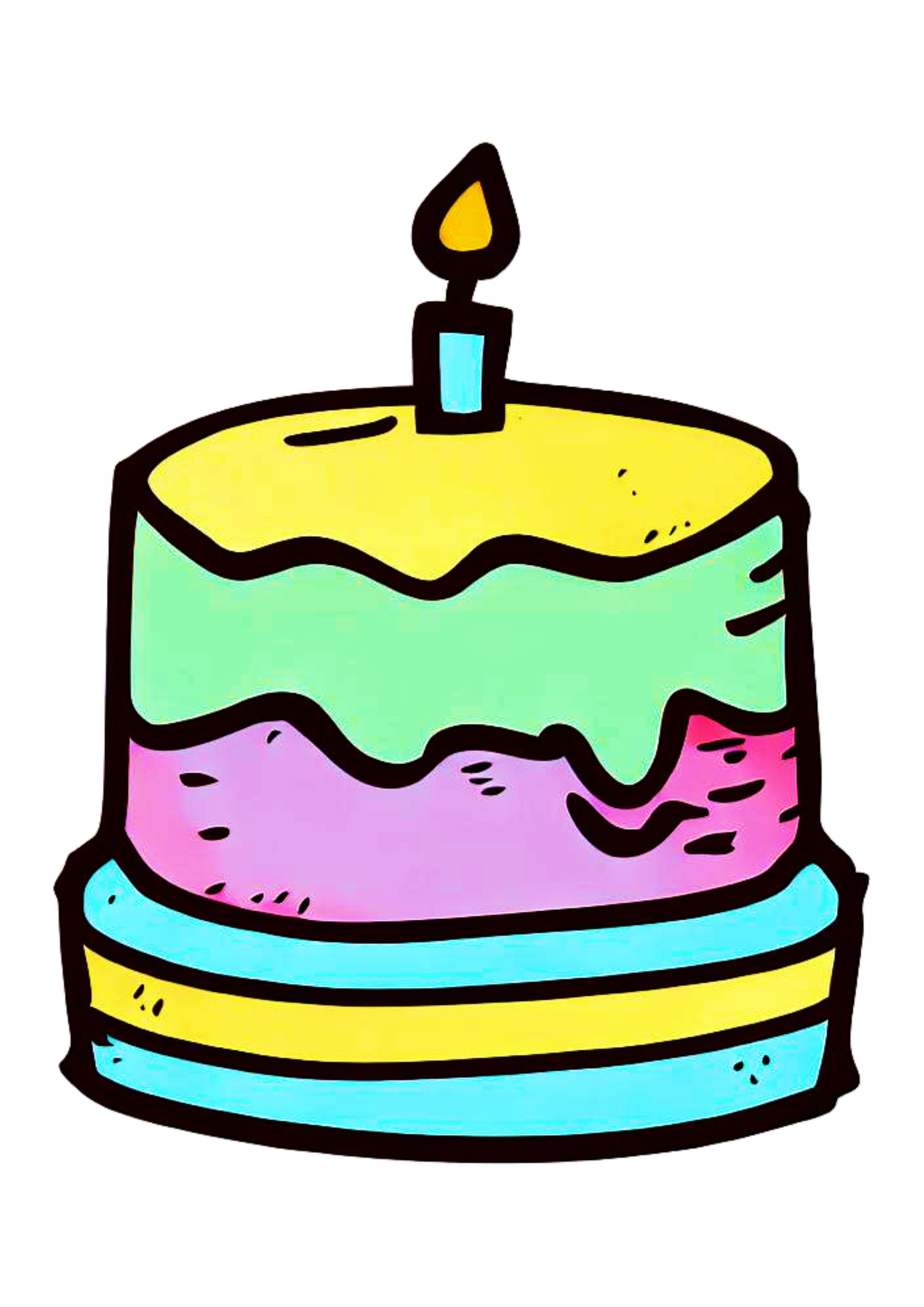 Bolo de aniversário desenho colorido ilustração png