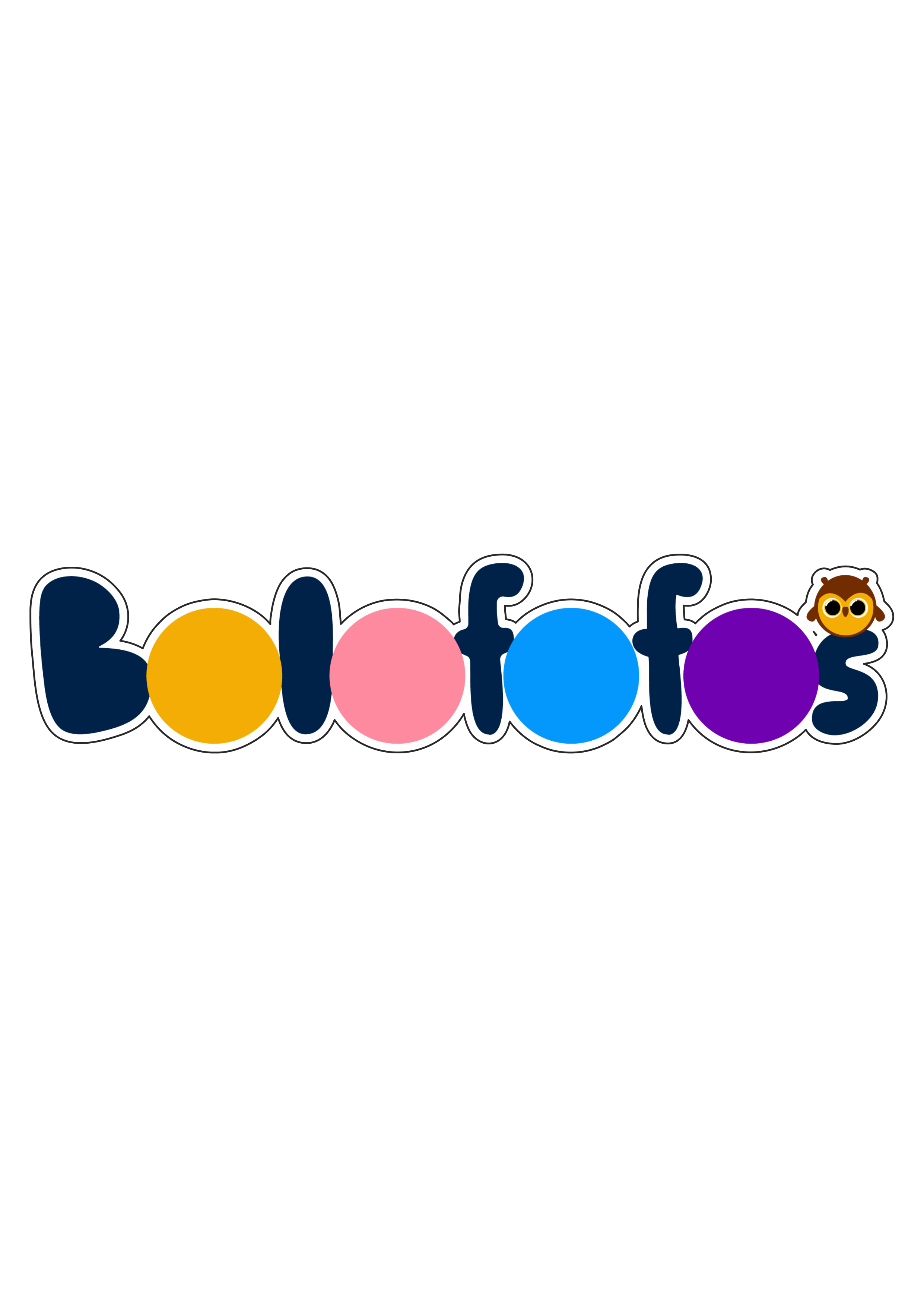 Bolofofos personagem infantil letreiro logomarca fundo transparente com contorno png