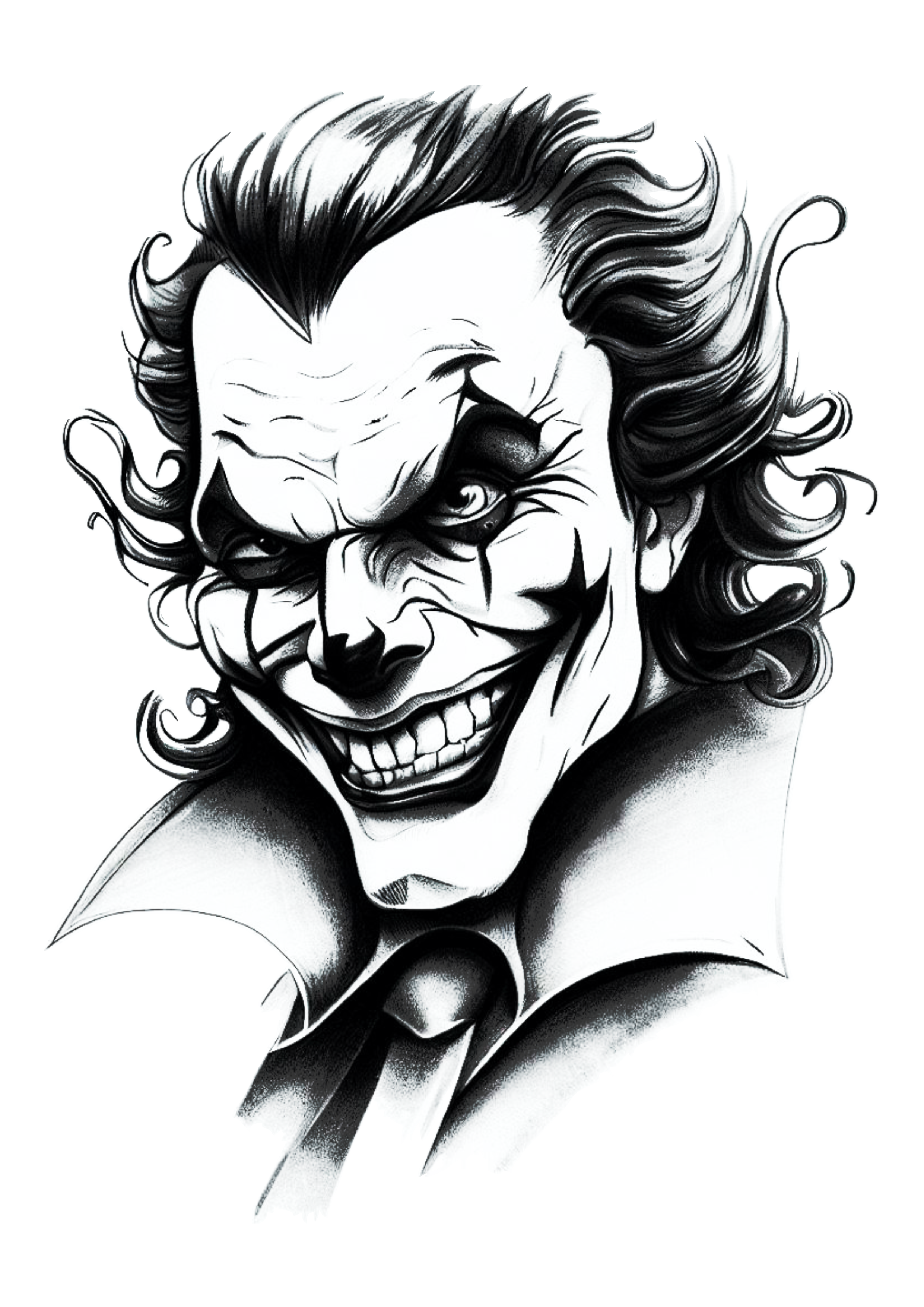 Desenho para tatuagem Coringa joker desenho macabro dc comics história em quadrinhos png
