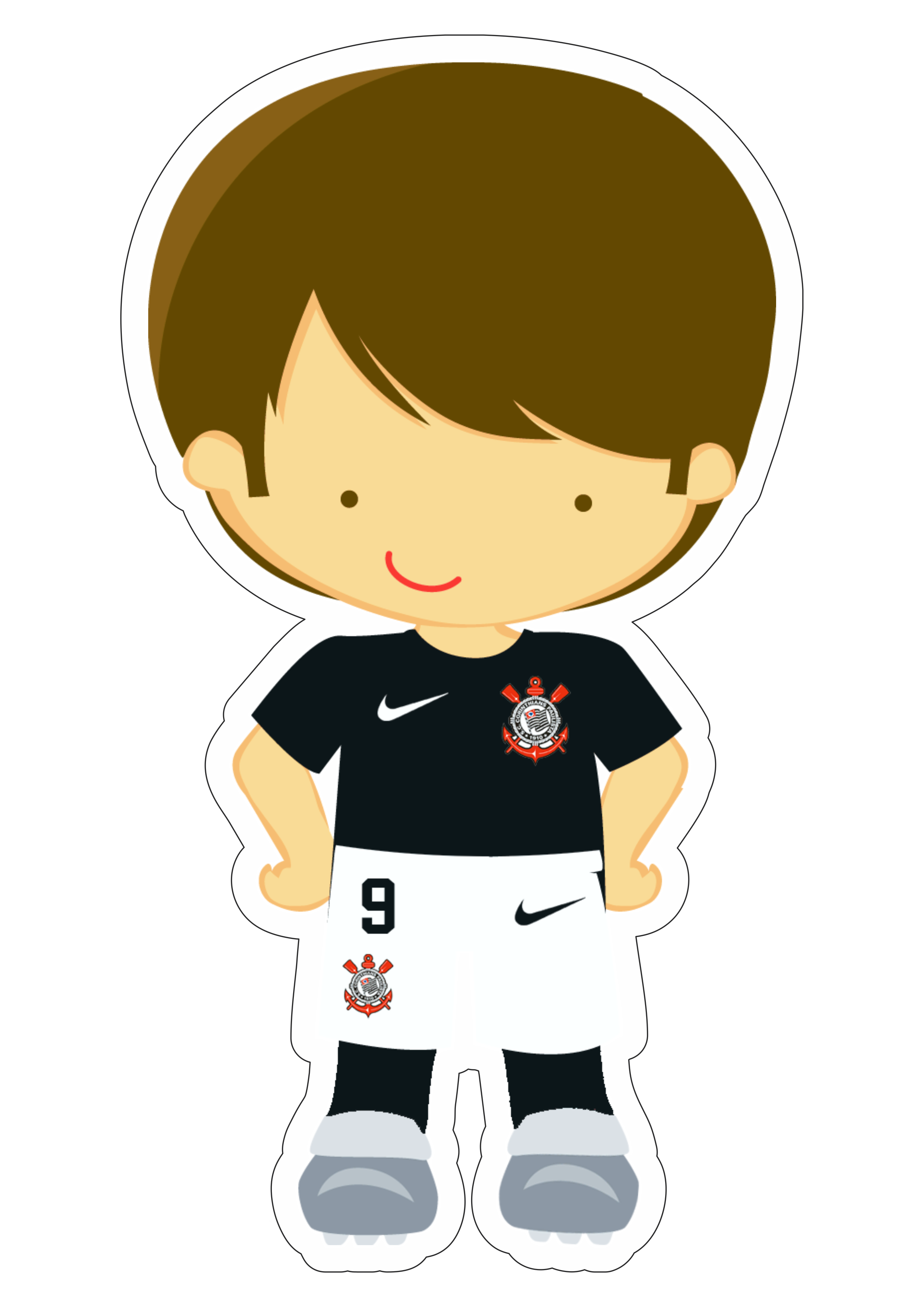 Menino jogador de futebol Corinthians desenho vetor ilustração png