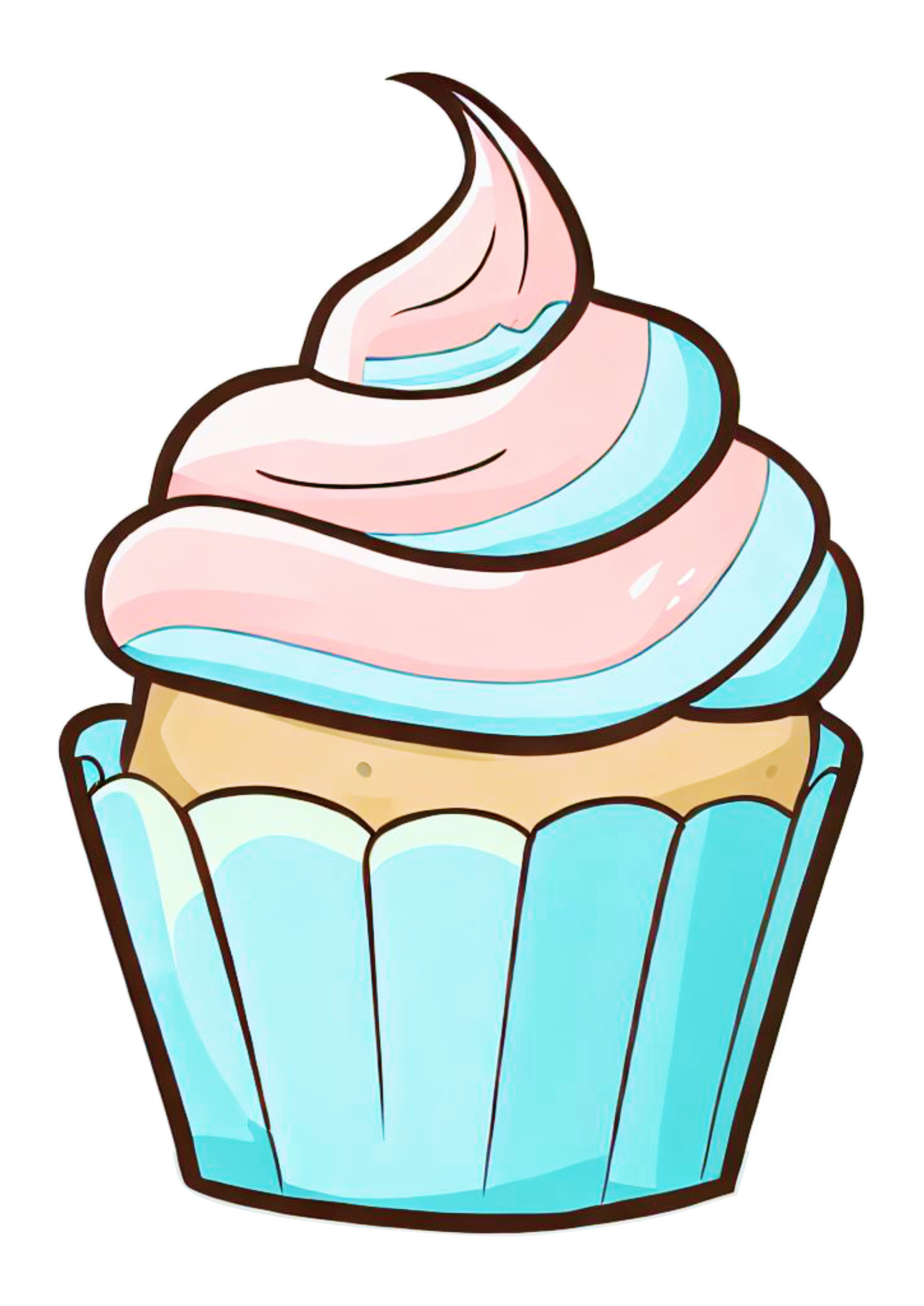 Bolinho cupcake colorido imagem sem fundo desenho simples azul e rosa png