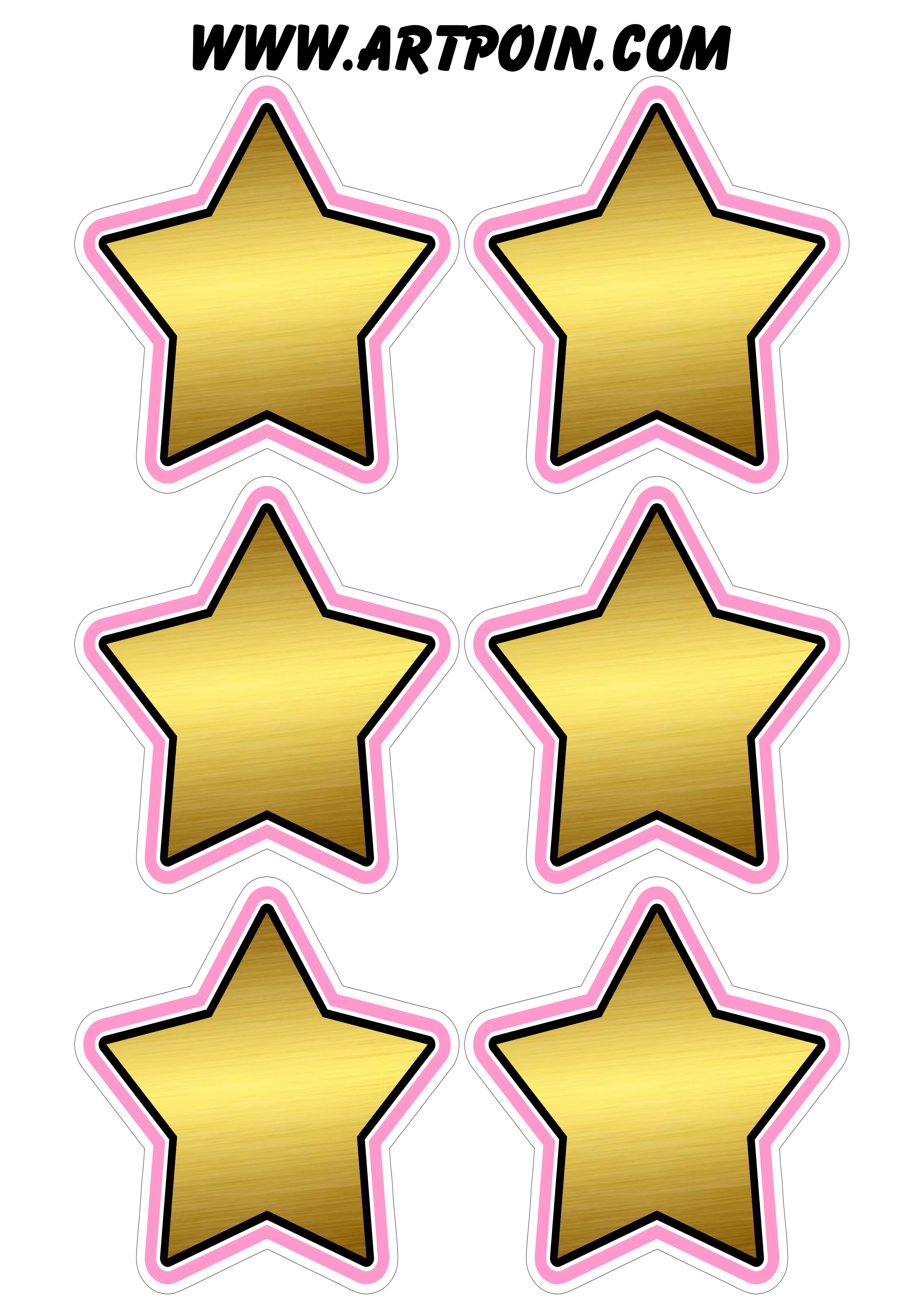 Estrela dourada com rosa imagem adesivo tag sticker decoração 6 imagens png