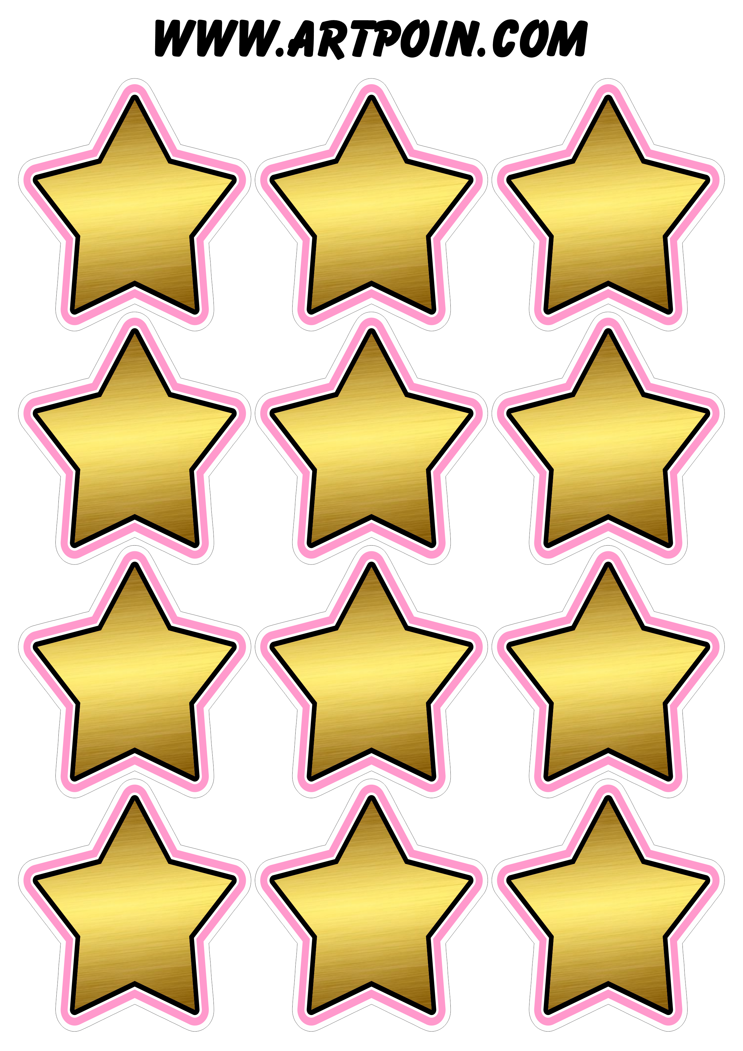 Estrela dourada com rosa imagem adesivo tag sticker decoração 12 imagens png