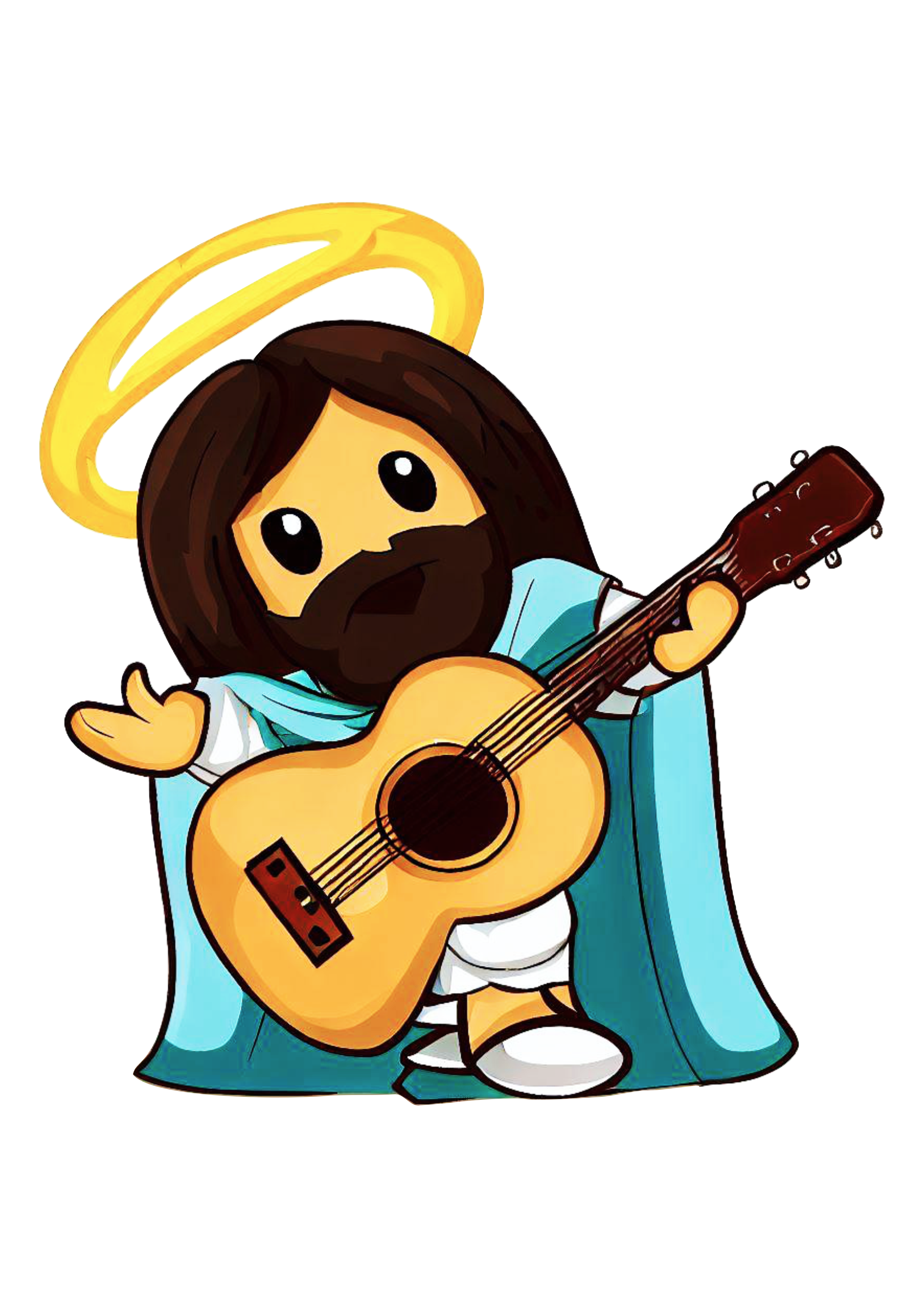 Jesus tocando violão desenho infantil fofinho png