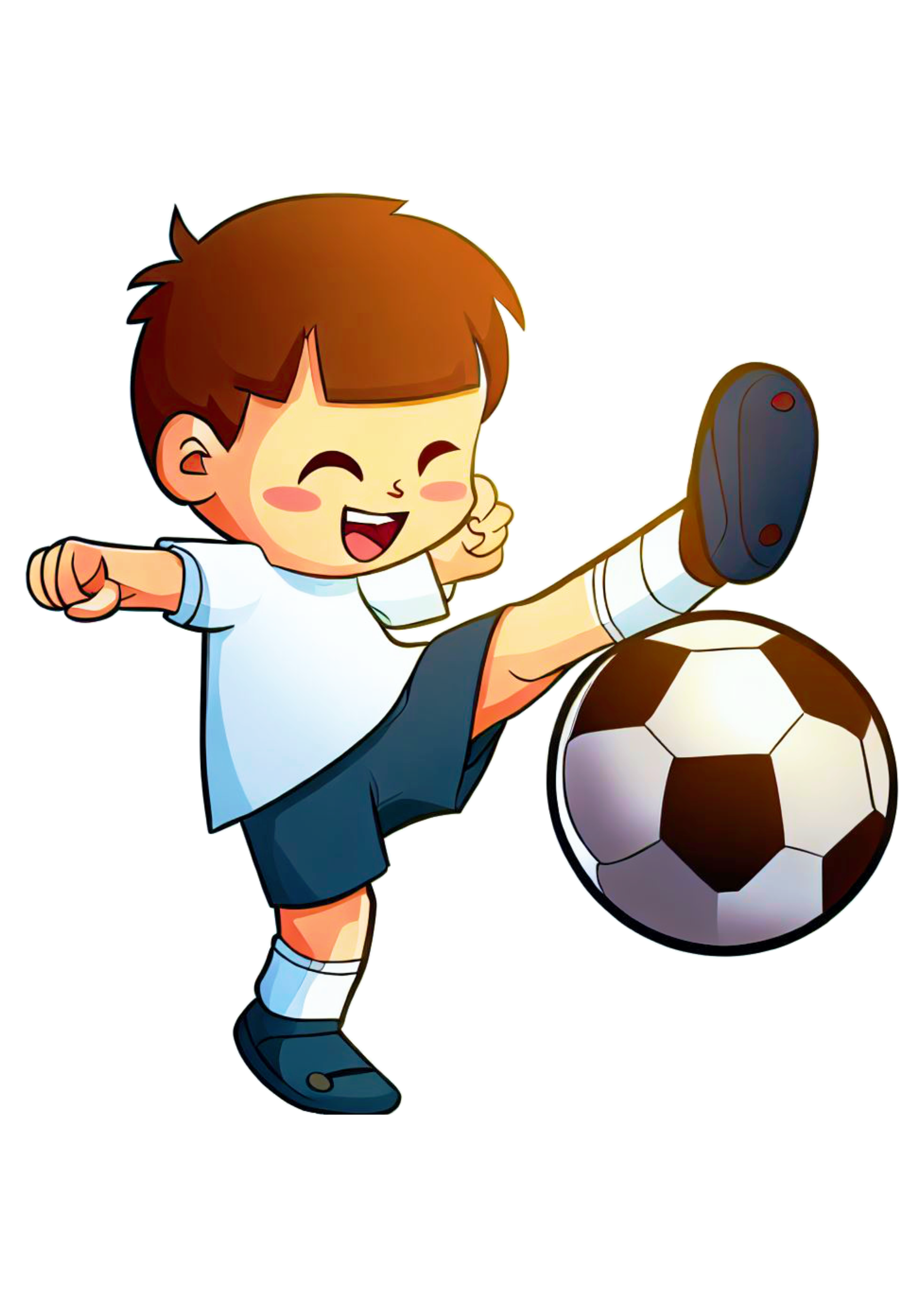 Jogador de futebol desenho animado cartoon esporte ilustração chutando a bola png