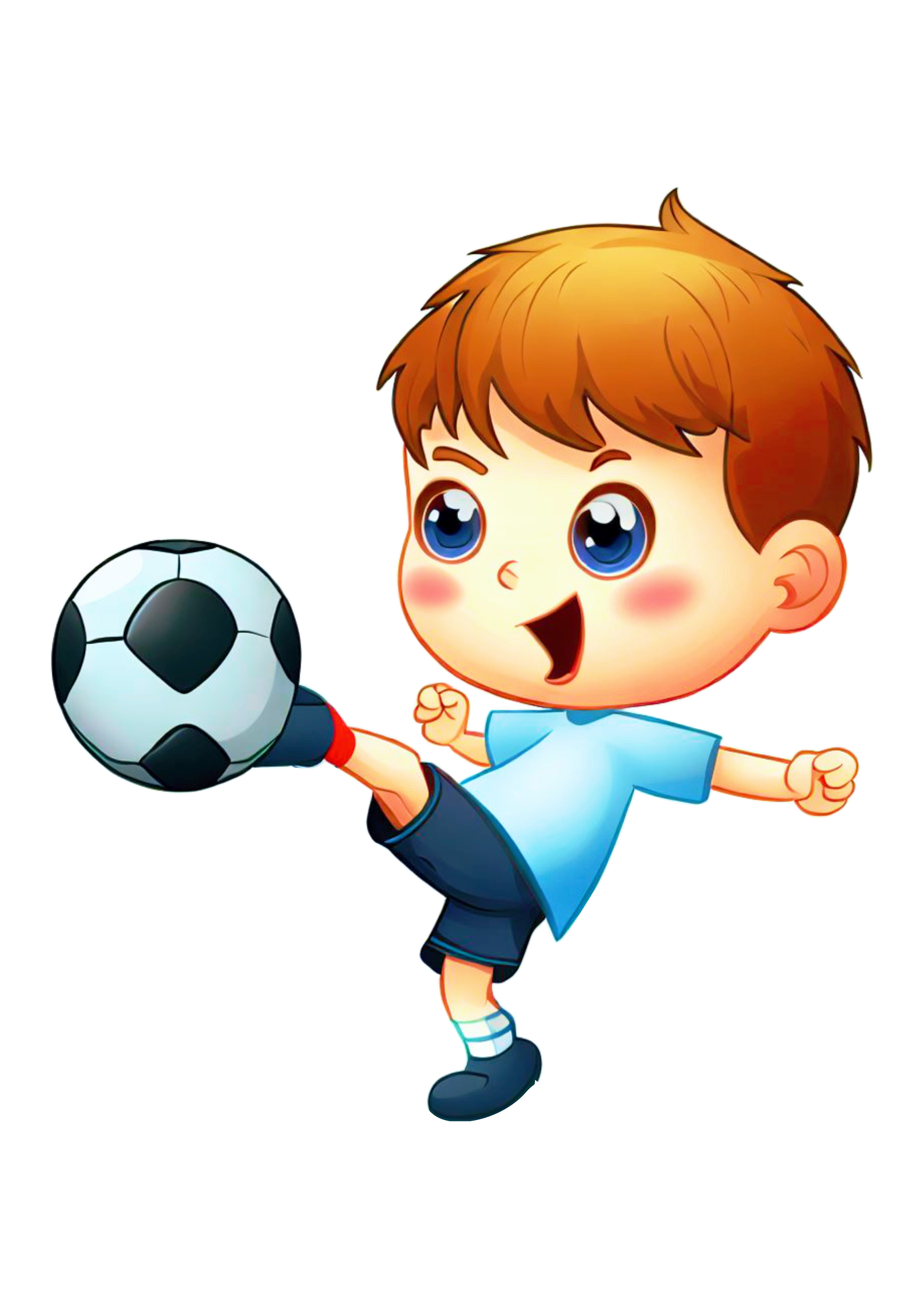Jogador de futebol desenho animado cartoon esporte ilustração chutando a bola imagem sem fundo png
