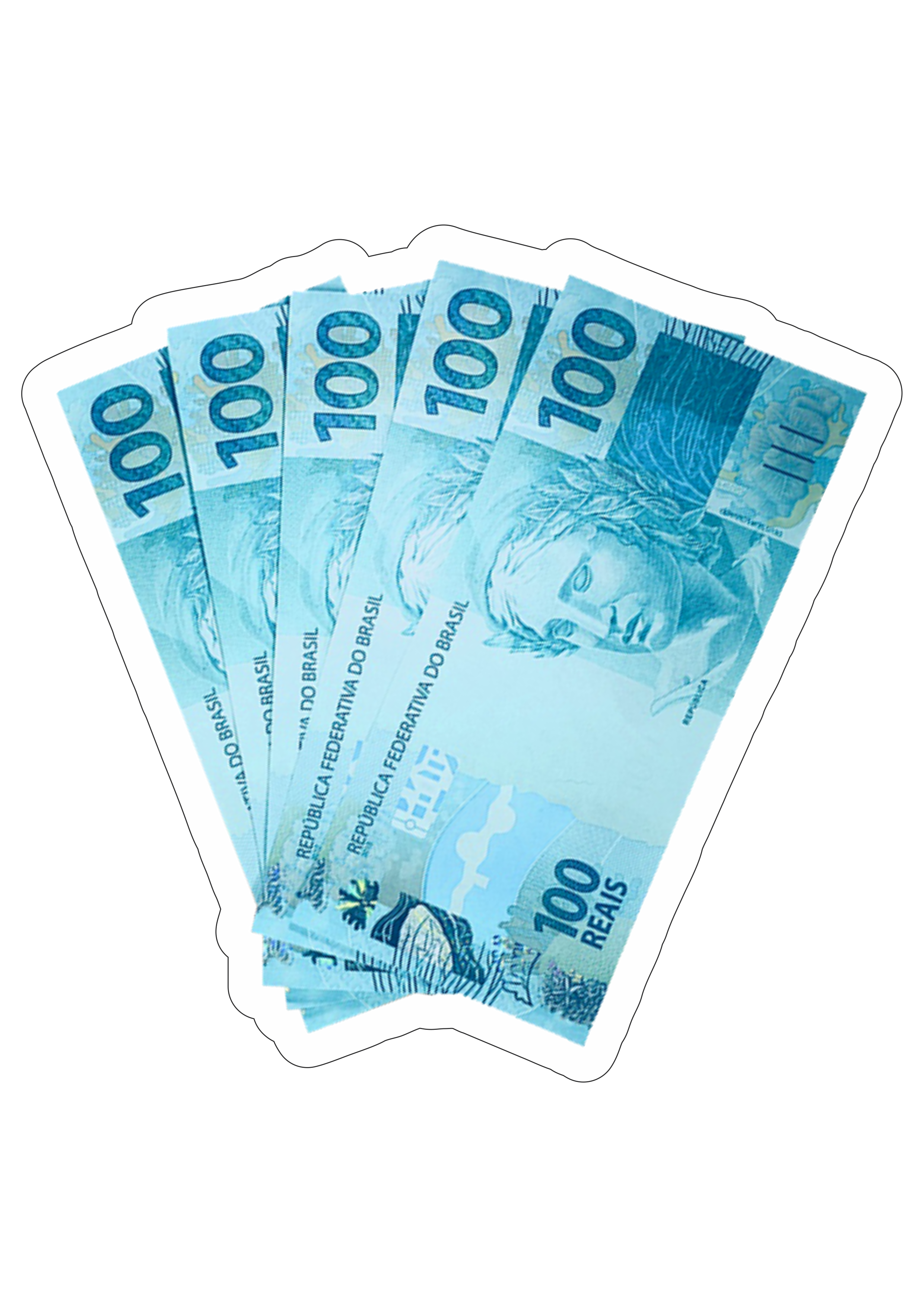 Cédulas de 100 reais dinheiro brasileiro imagem decorativa para artes gráficas imagem com contorno png