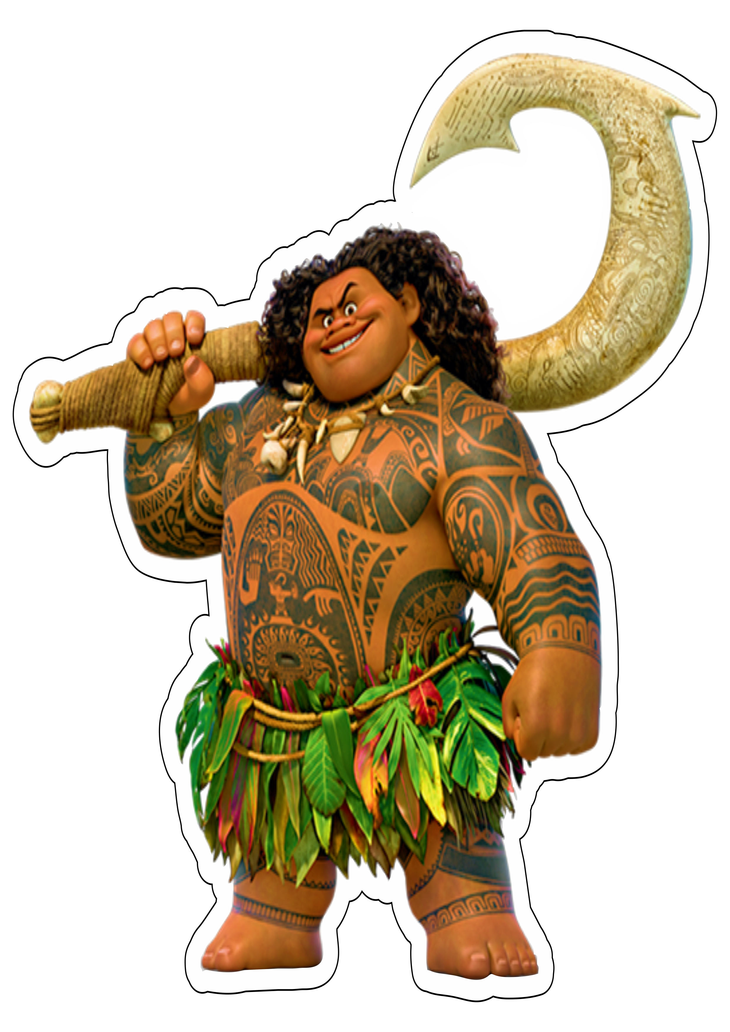 Moana Mauí guerreiro Hawaii desenho filme infantil animação disney personagem fictício tropical imagem sem fundo png