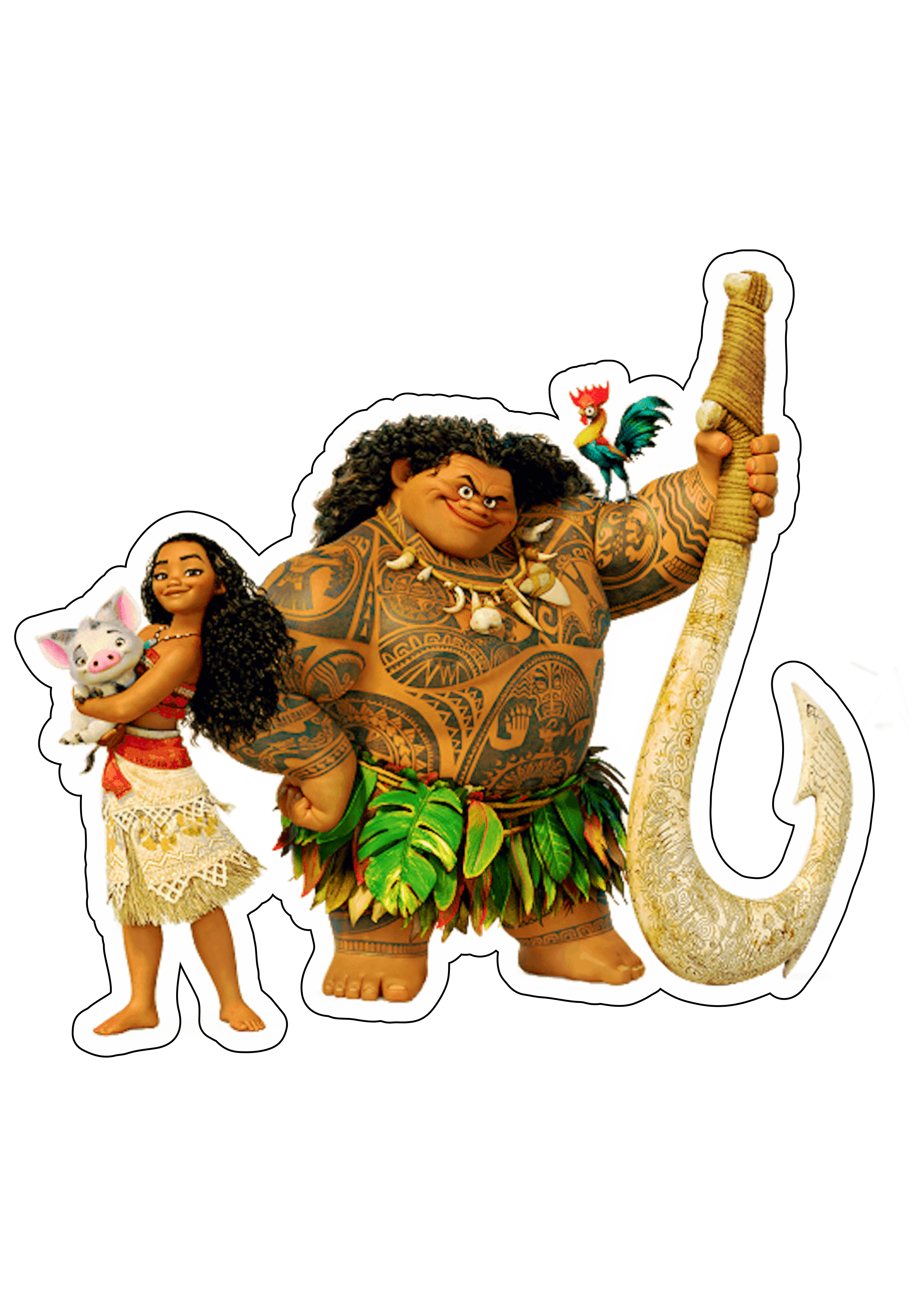 Moana e Mauí porquinho e galinho desenho filme infantil animação disney personagem fictício tropical png