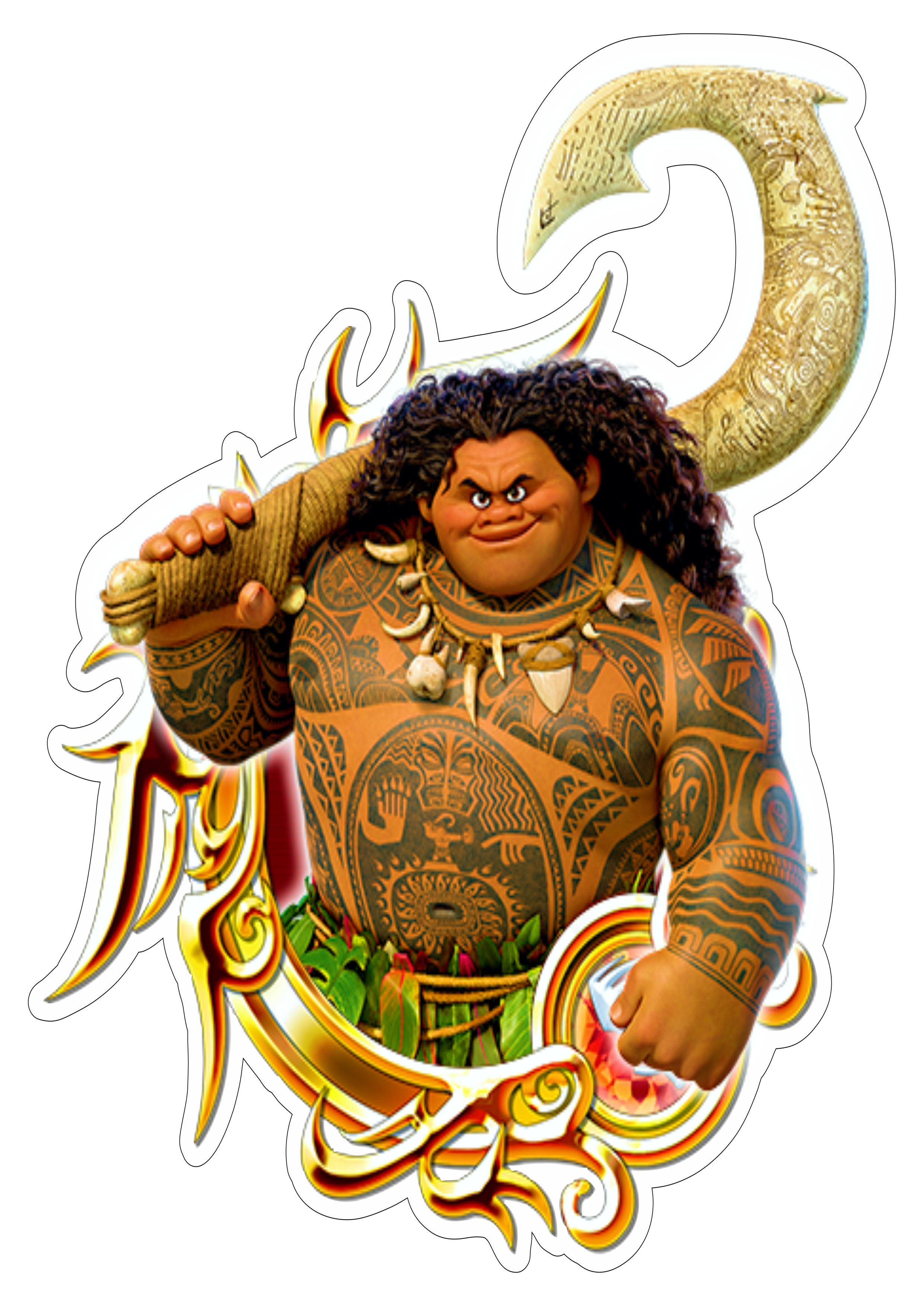 Moana desenho filme infantil animação disney personagem fictício Mauí guerreiro tropical ilustração artes gráficas logomarca png