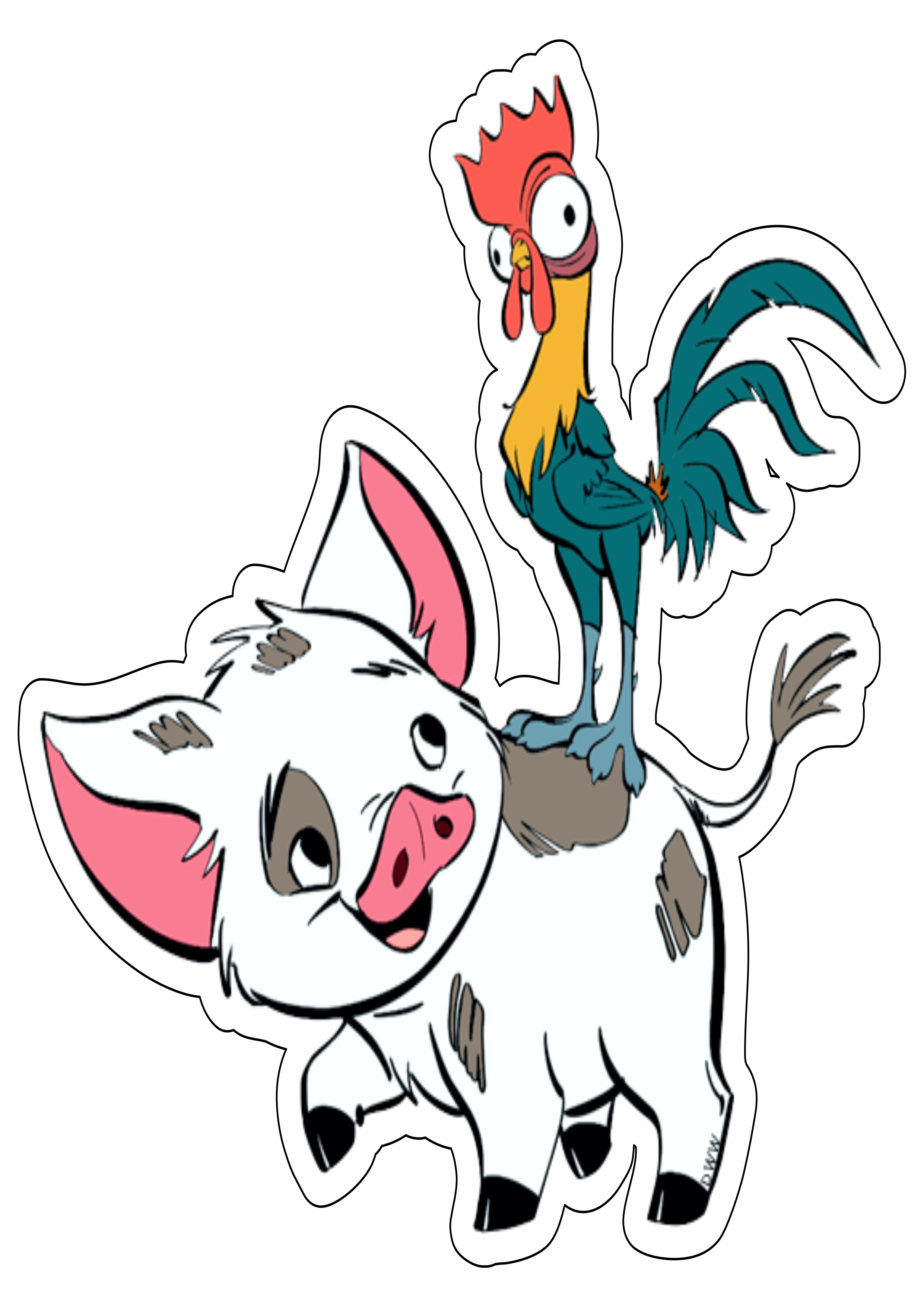 Porquinho e galinho da Moana desenho simples filme infantil animação disney personagem fictício ilustração artes gráficas png