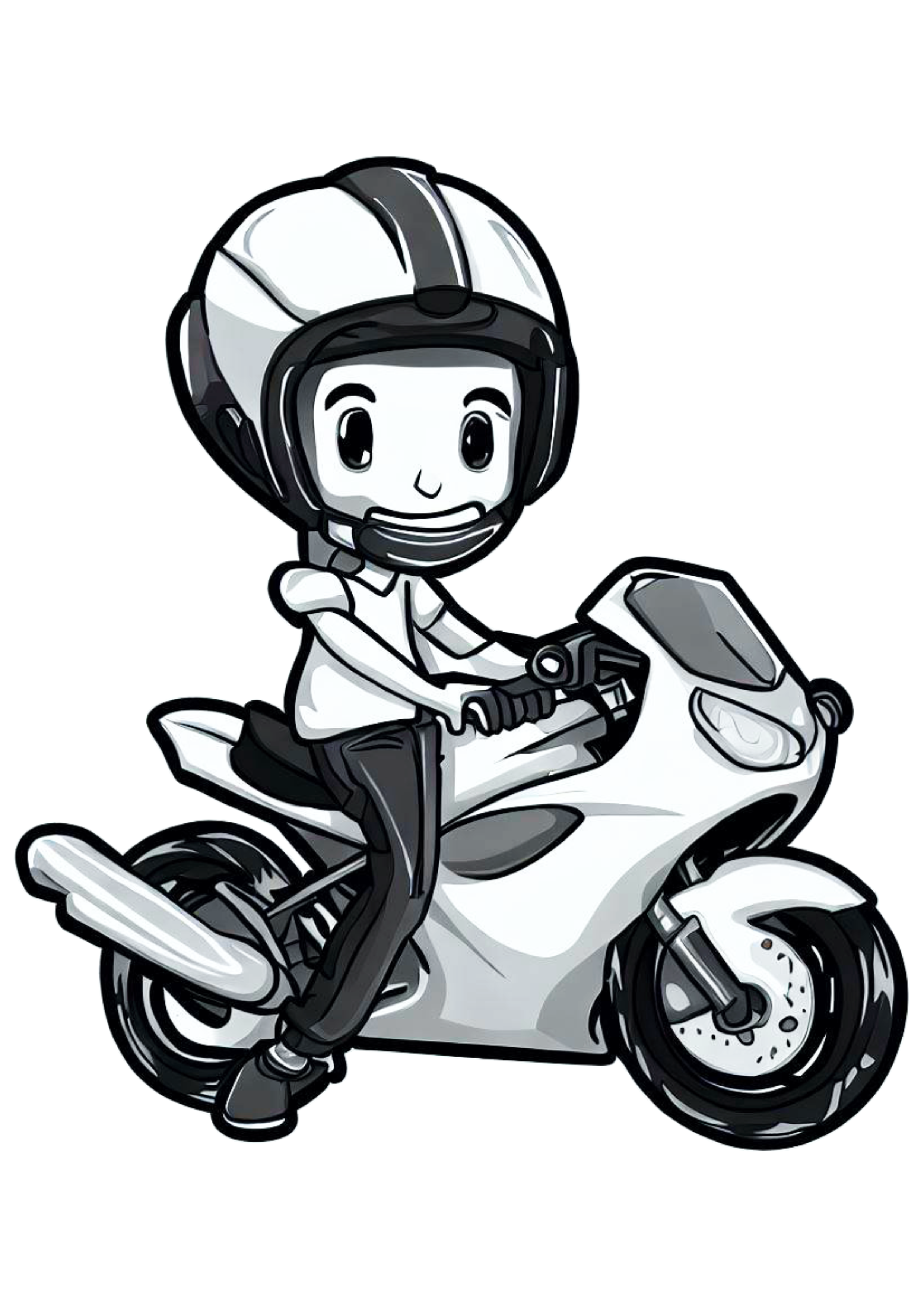 Motoboy tirando onda de moto motocicleta desenho preto  branco png